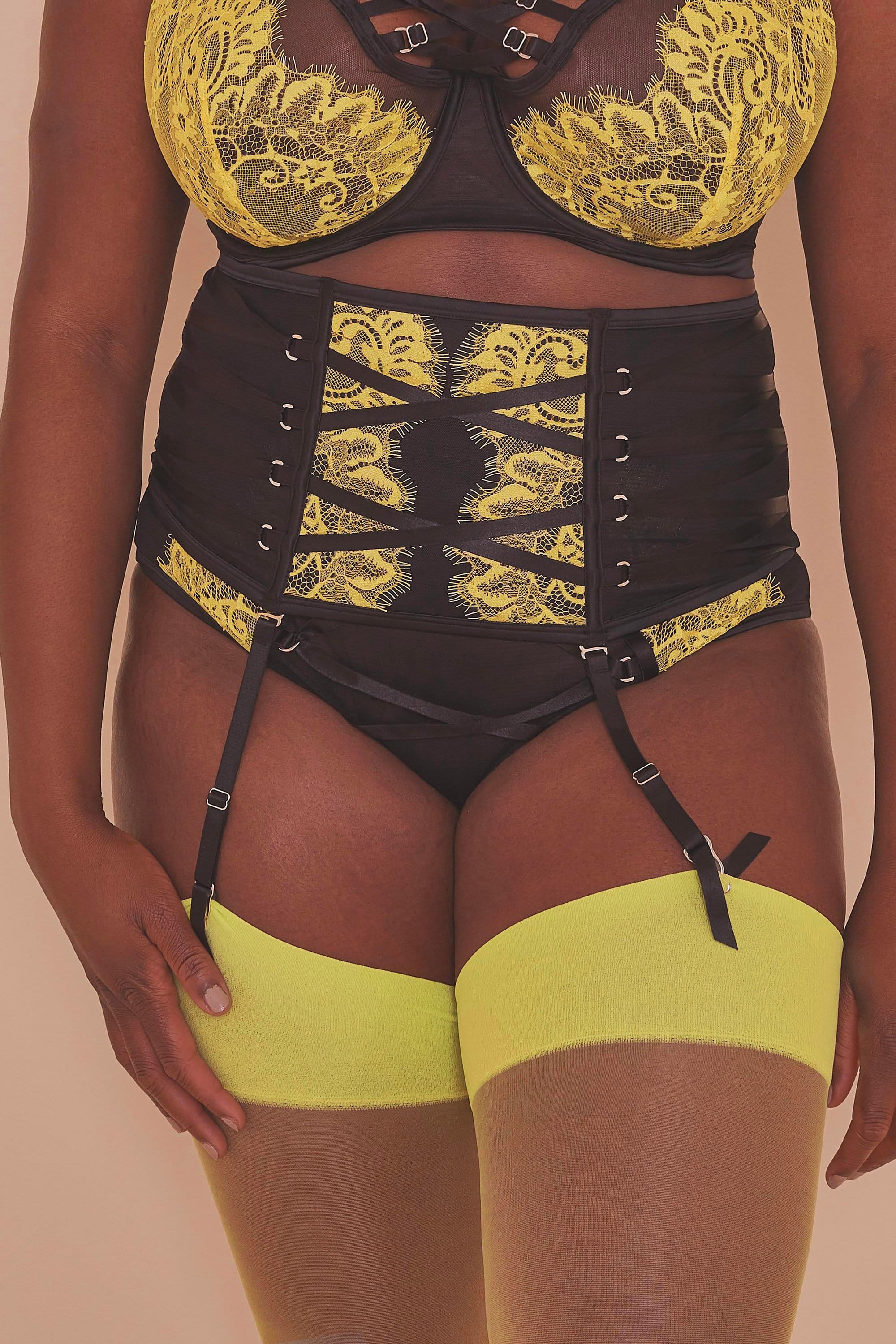 Gabi Fresh Kylie Black/Lime Lace Up Waspie - Image 4