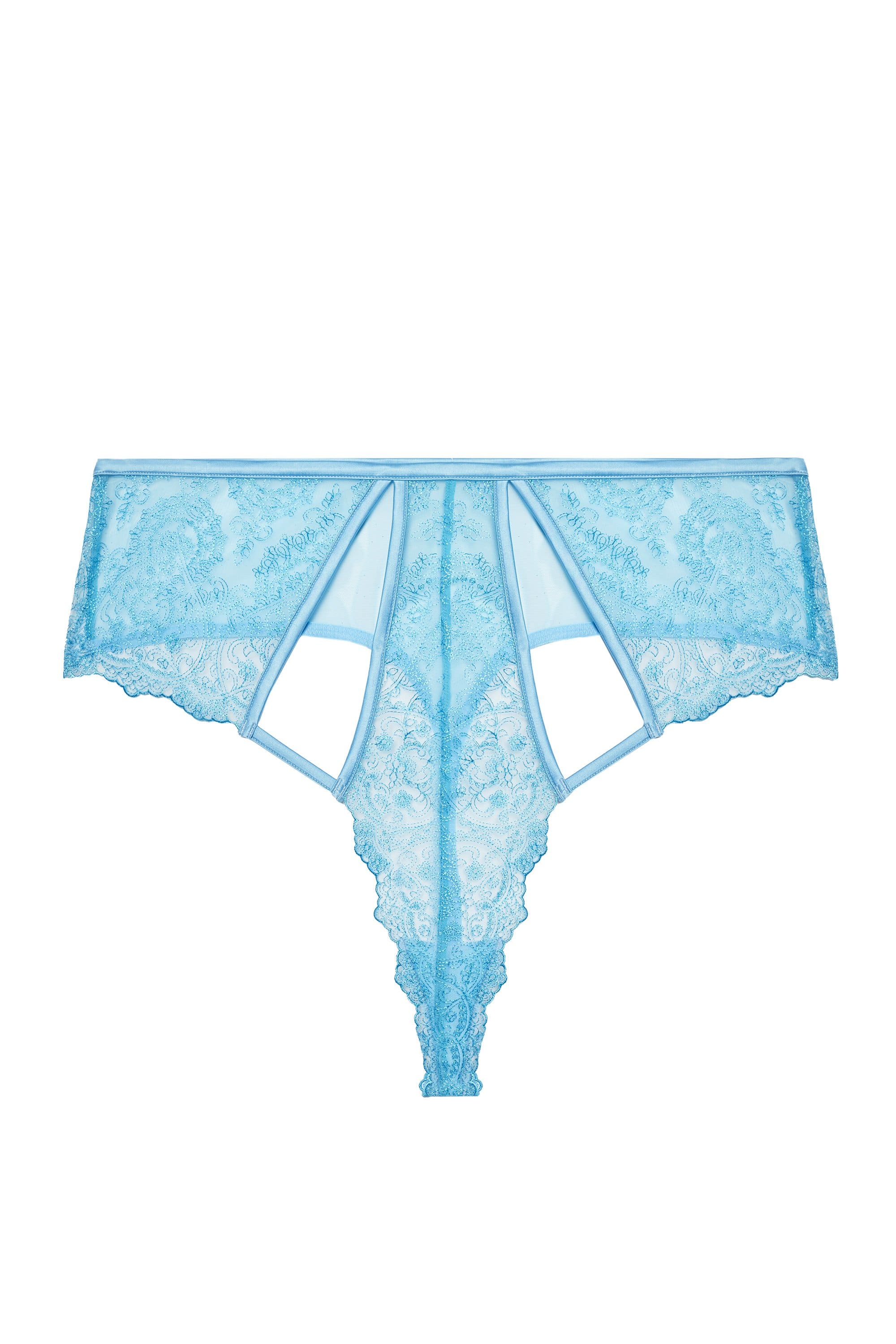 Peyton Blue Embroidery High Waist Thong - Image 6