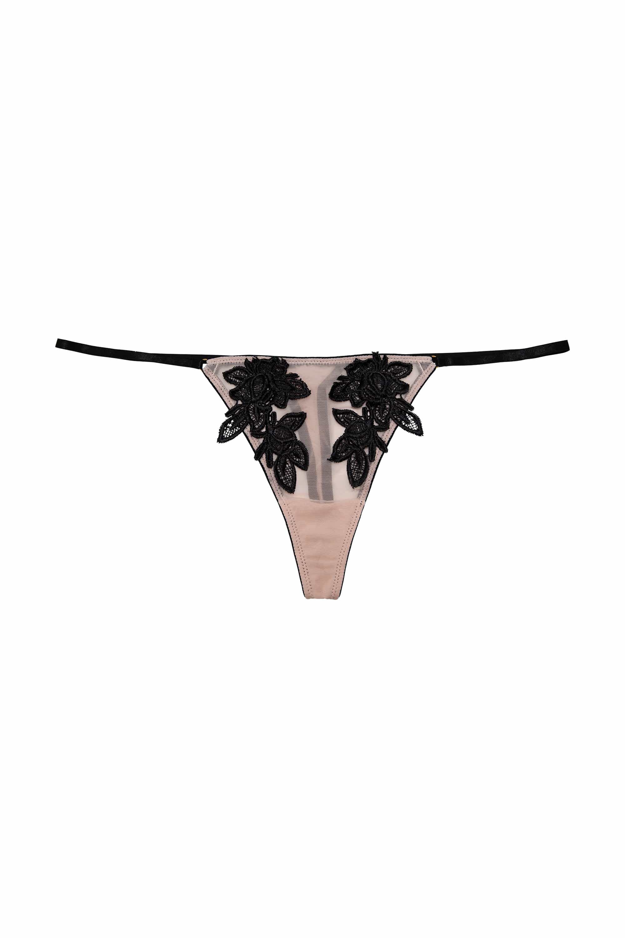 Brooke Black Applique Thong - Image 2