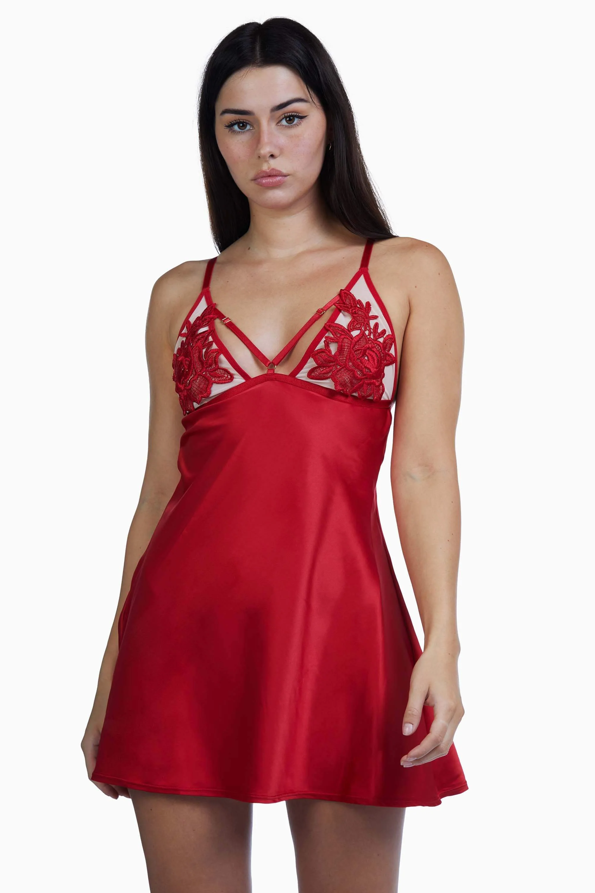 Brooke Red Applique Chemise - Image 4