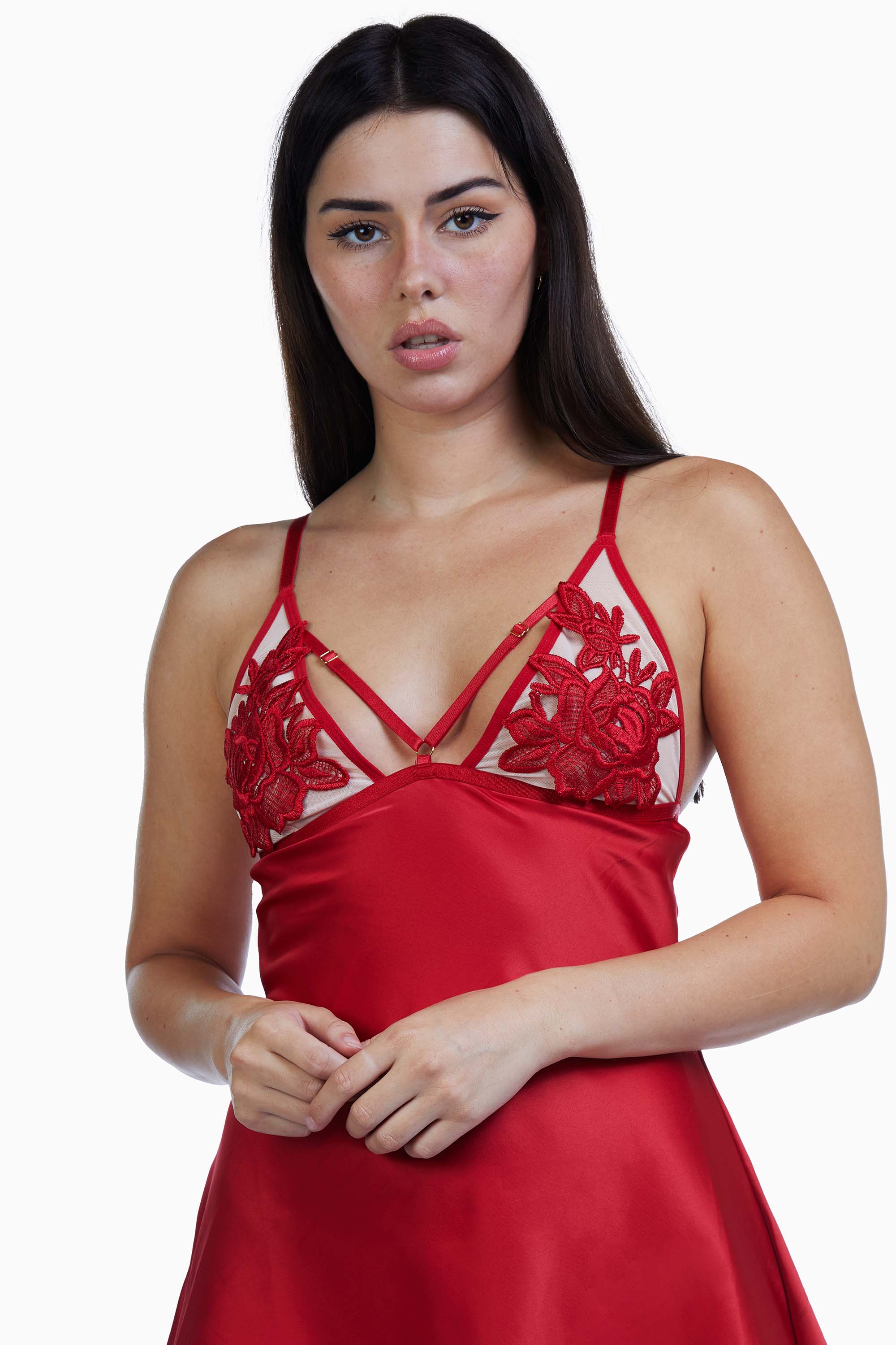 Brooke Red Applique Chemise - Image 5