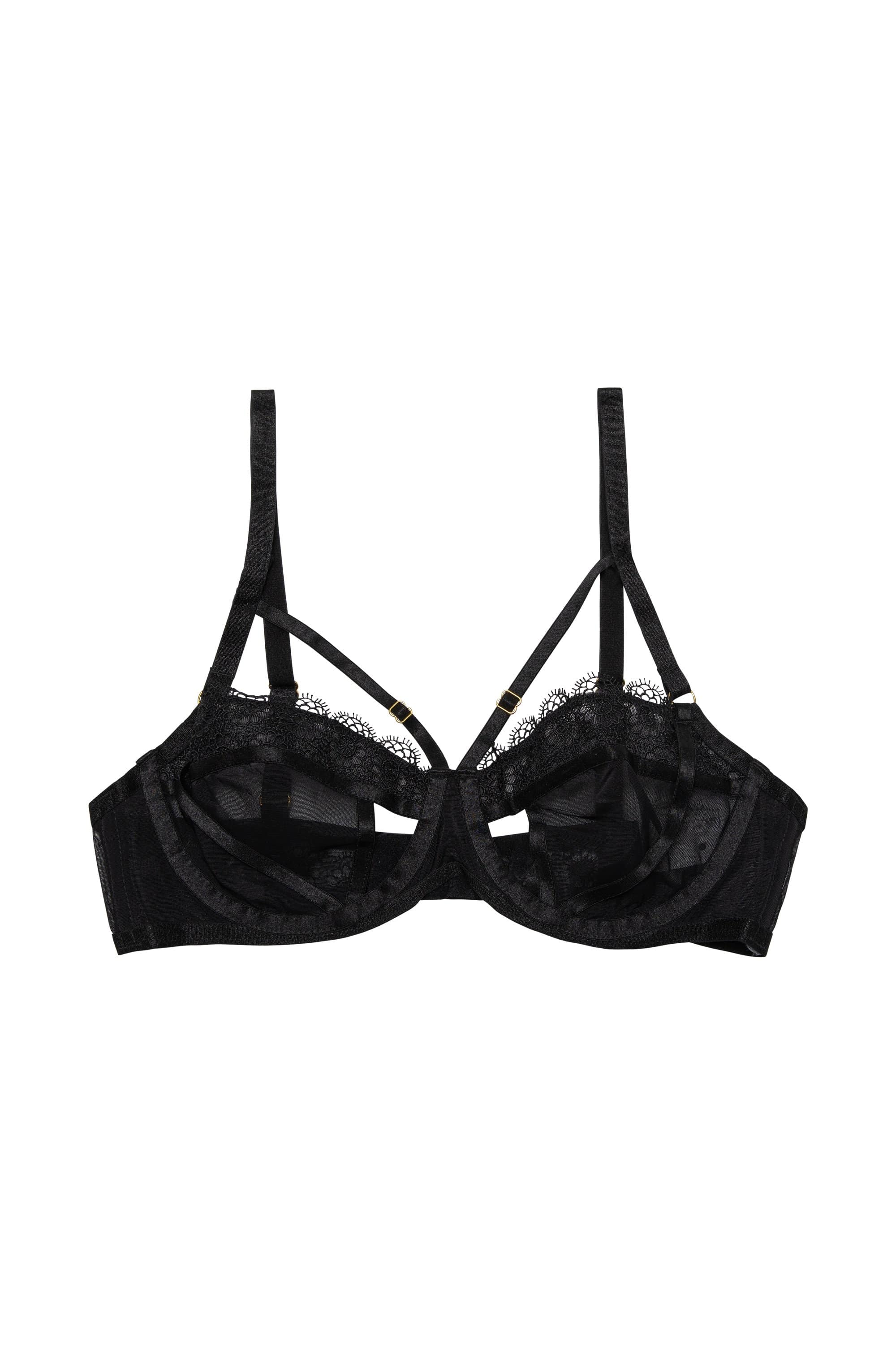 Daisy Black Embroidery Cut Out Bra - Image 4
