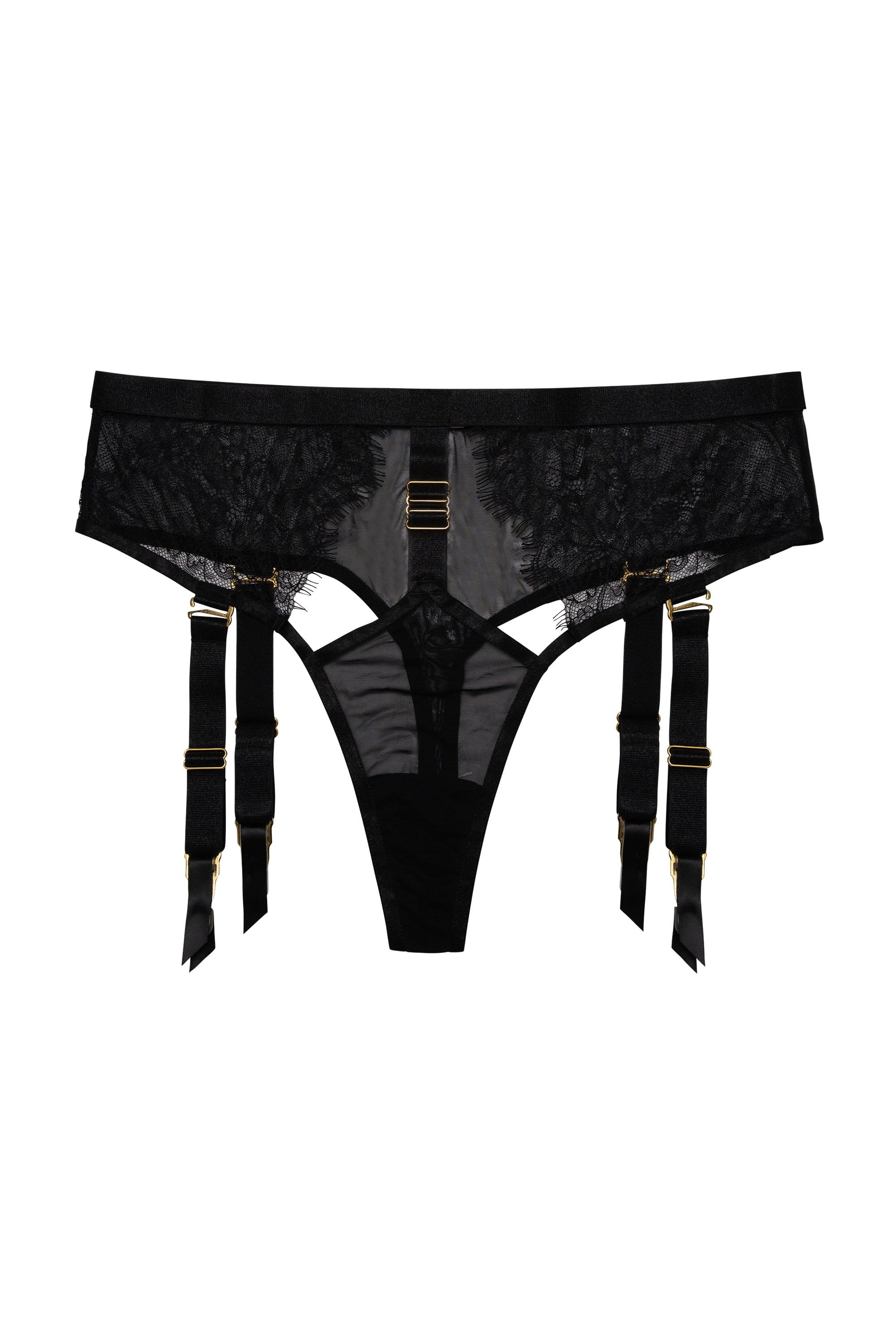 Hustler Pamela Black Lace Suspender Thong - Image 4