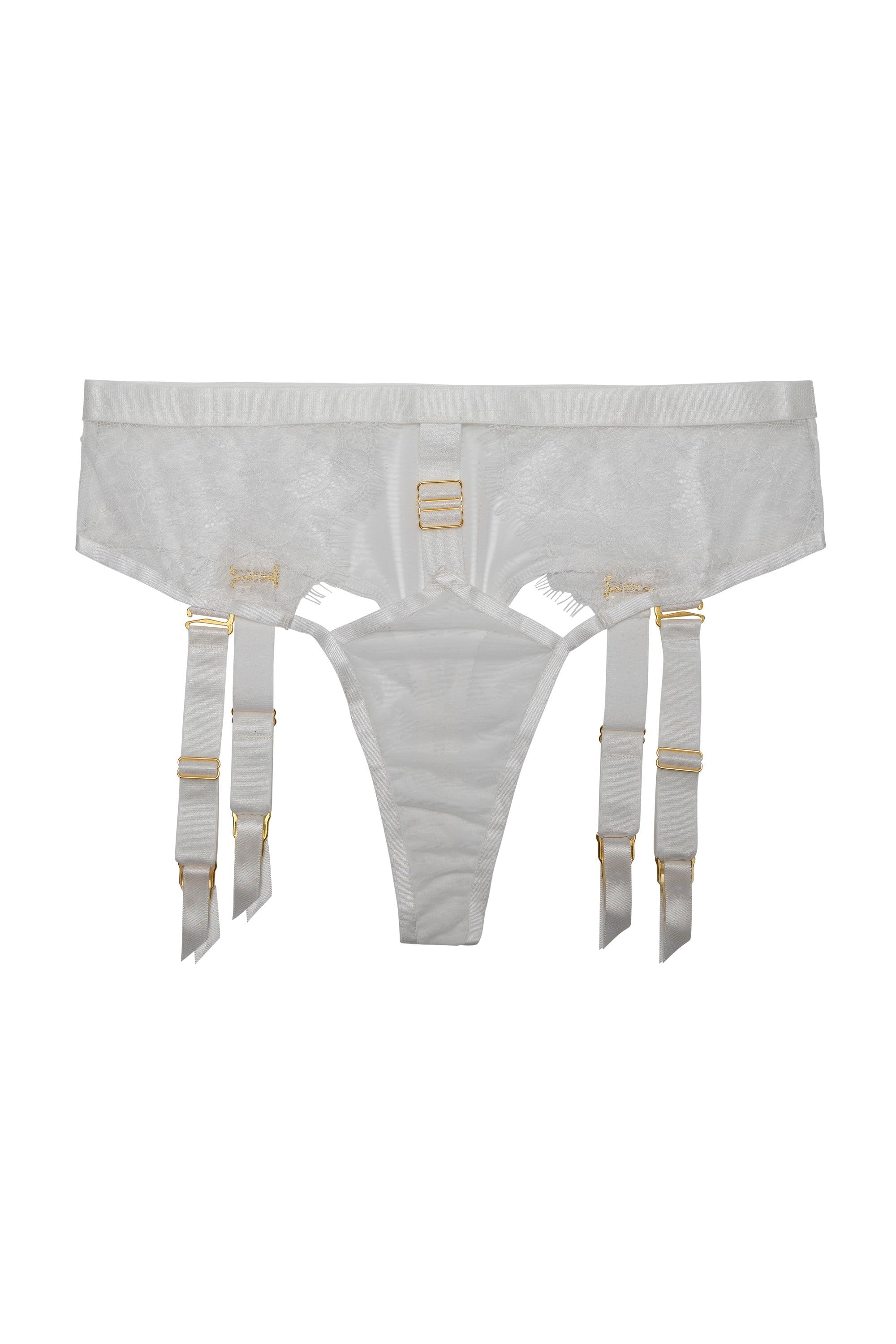 Pamela Lace White Suspender White Thong - Image 2