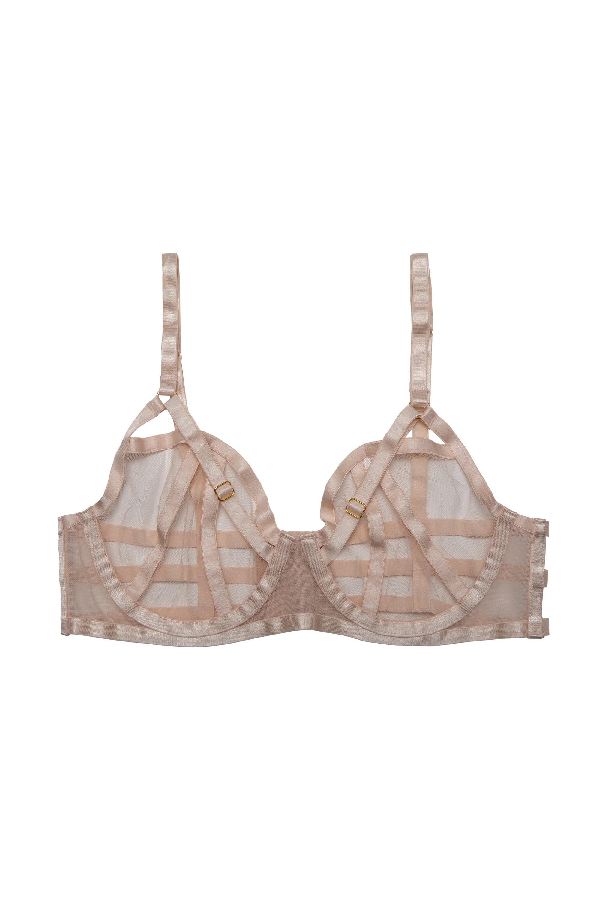 Hustler Arielle Peach Mesh Bra with Open Strap Back - Image 2