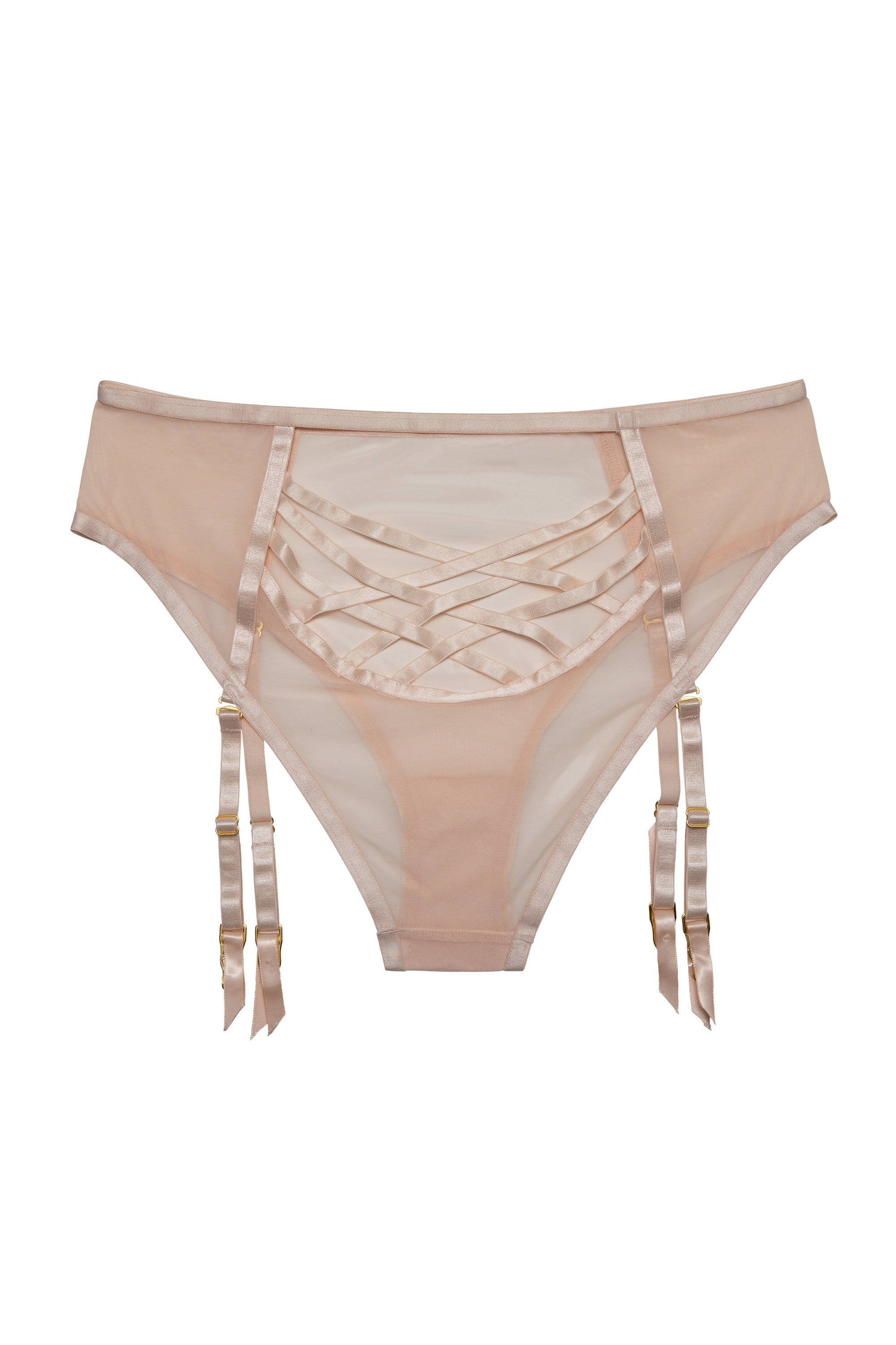 Hustler Arielle Mesh High Waist Peach Brief - Image 2