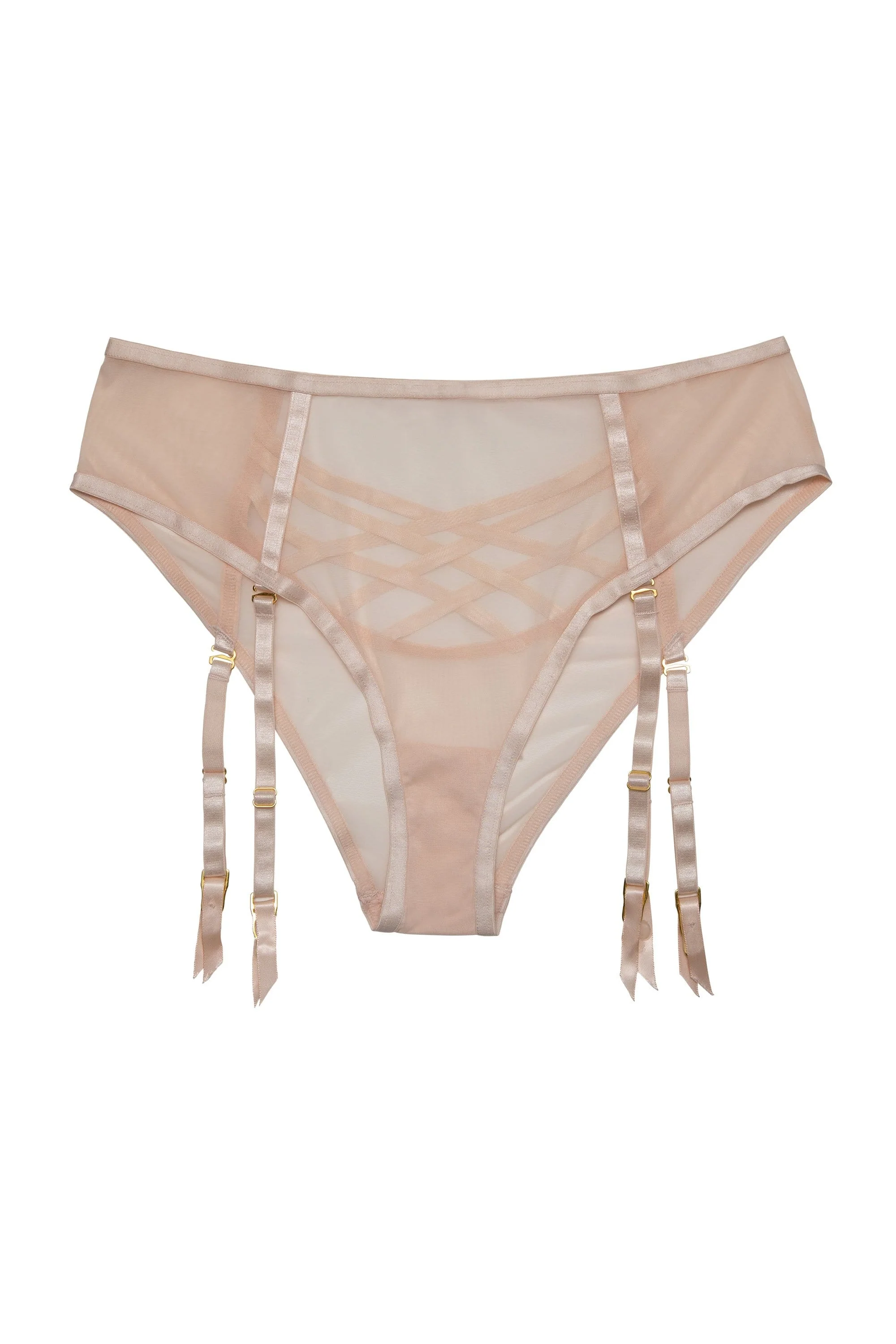 Hustler Arielle Mesh High Waist Peach Brief - Image 4