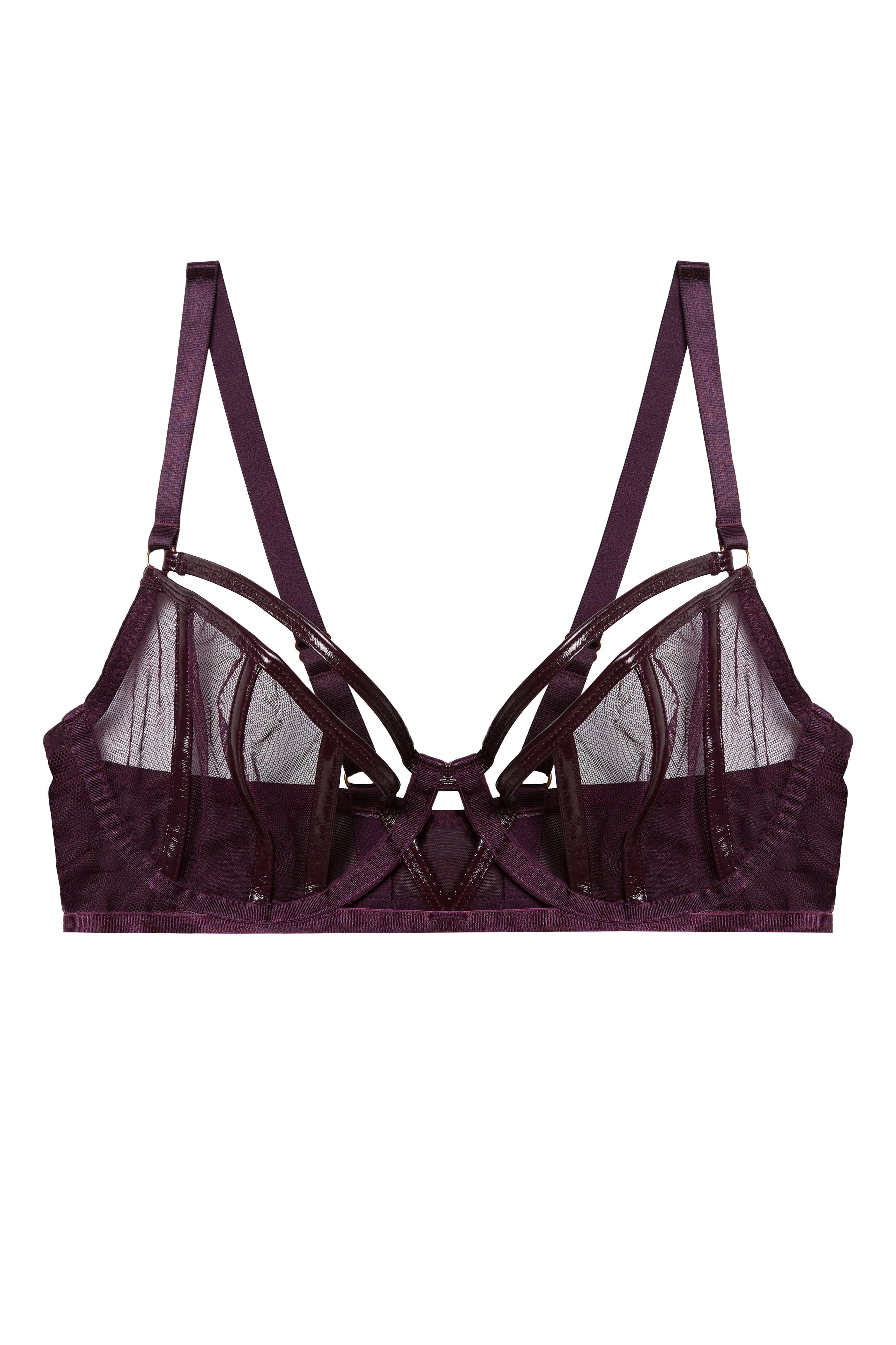 Kelly Wine PVC Panelled Bra - Image 12