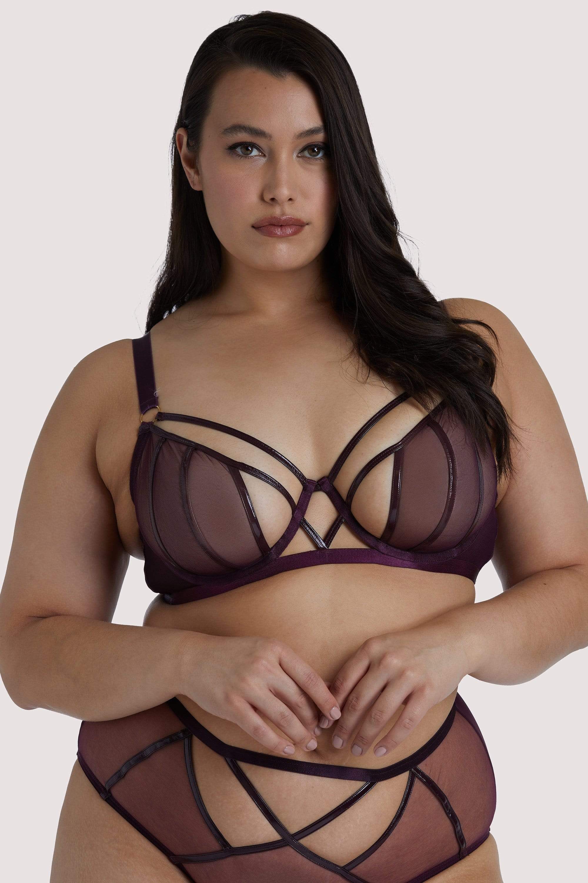 Kelly Wine PVC Panelled Bra - Image 7