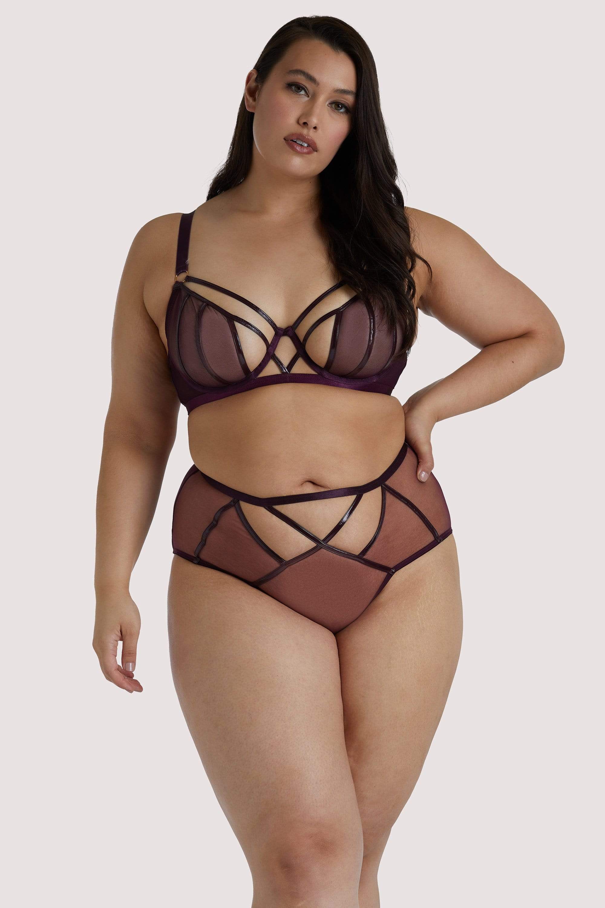 Kelly Wine PVC Panelled Bra - Image 9