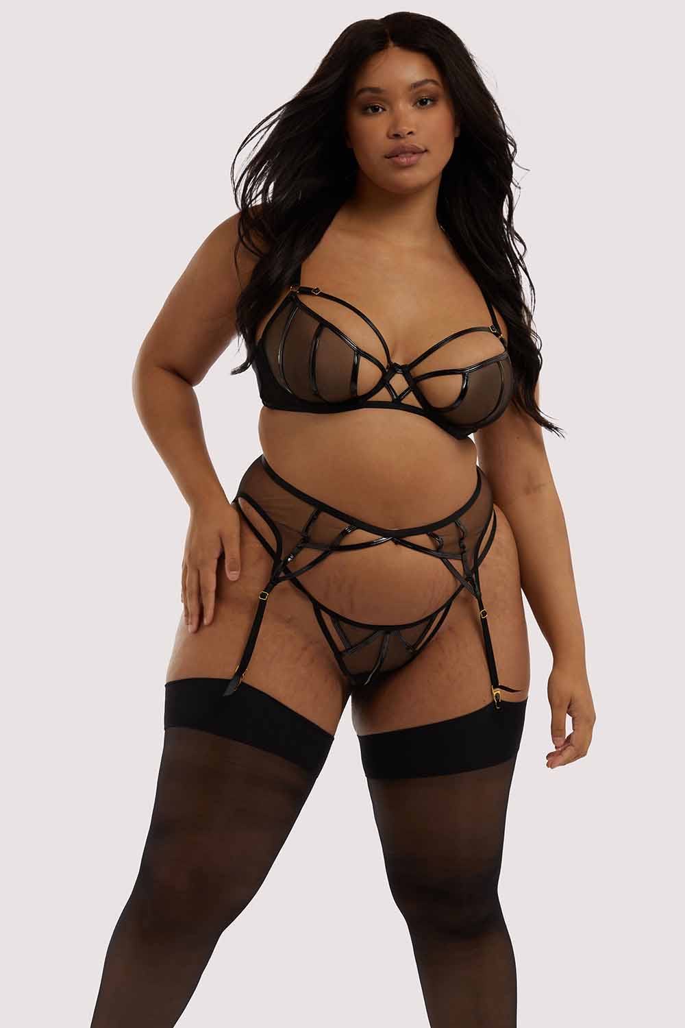 Hustler Kelly Black PVC Cut Out Suspender - Image 6