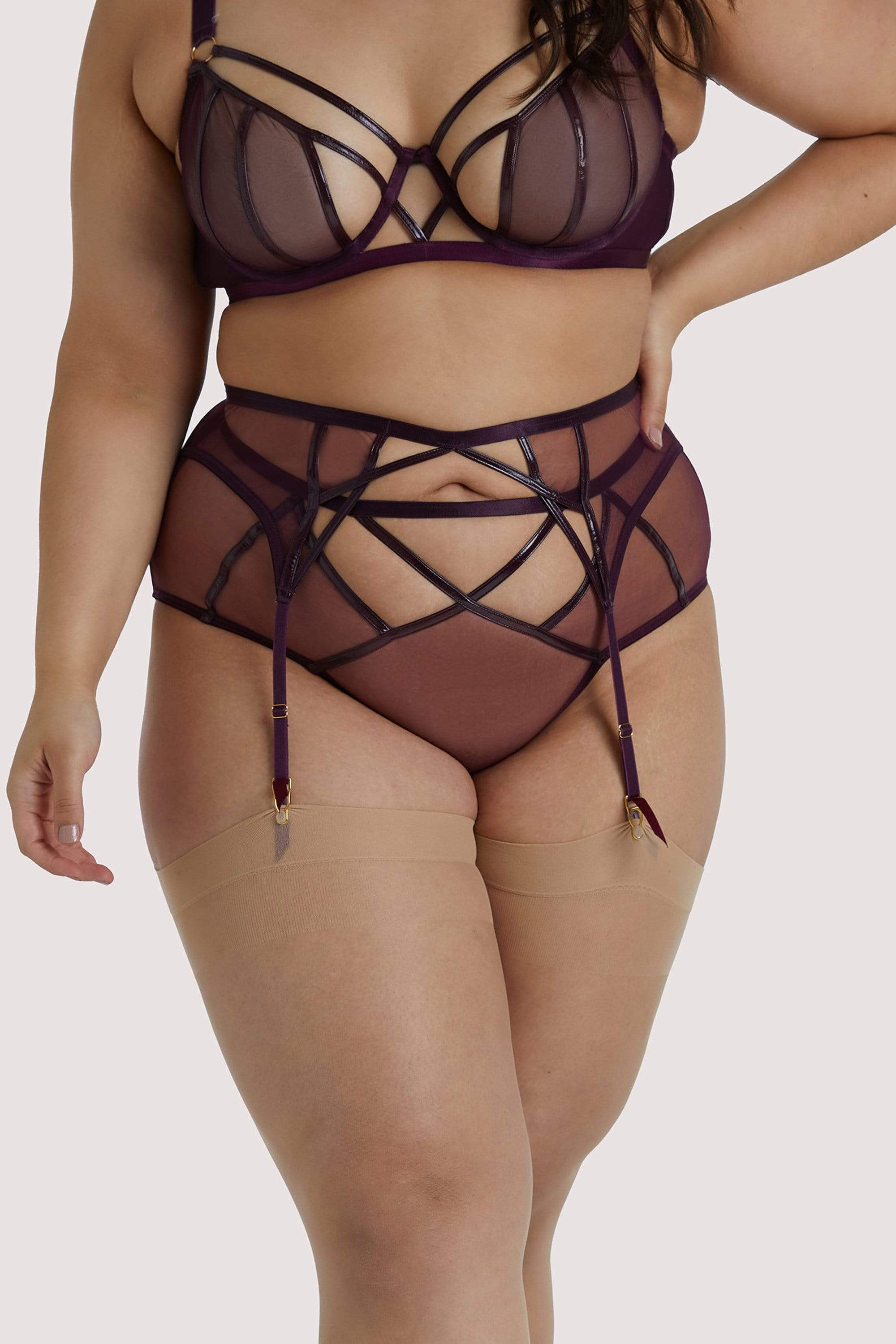 Kelly Wine PVC Cut Out Suspender - Image 6