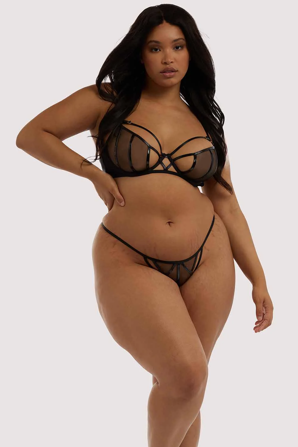 Hustler Kelly Black PVC Cut Out Thong - Image 2