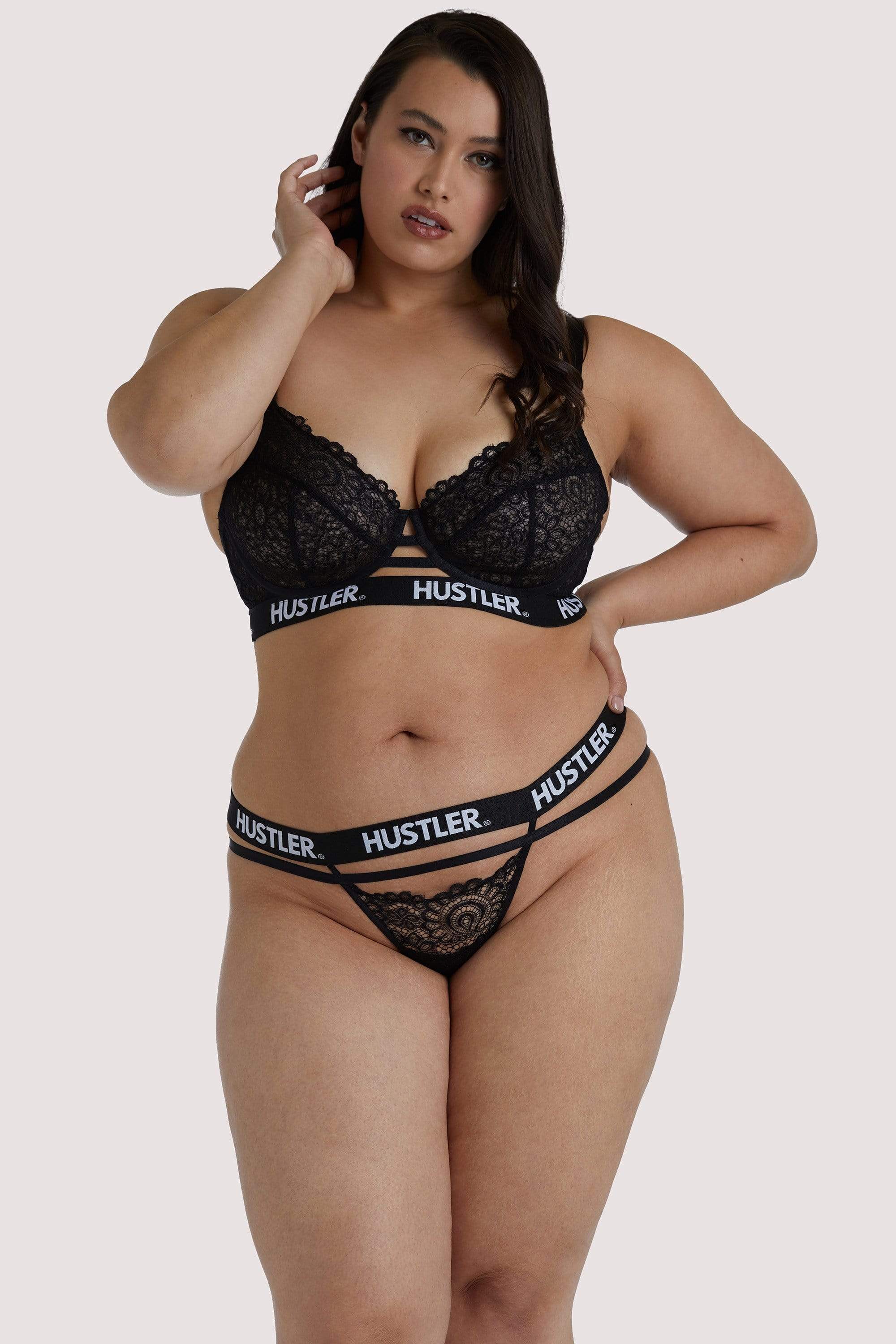 Branded Black Lace Thong - Image 8