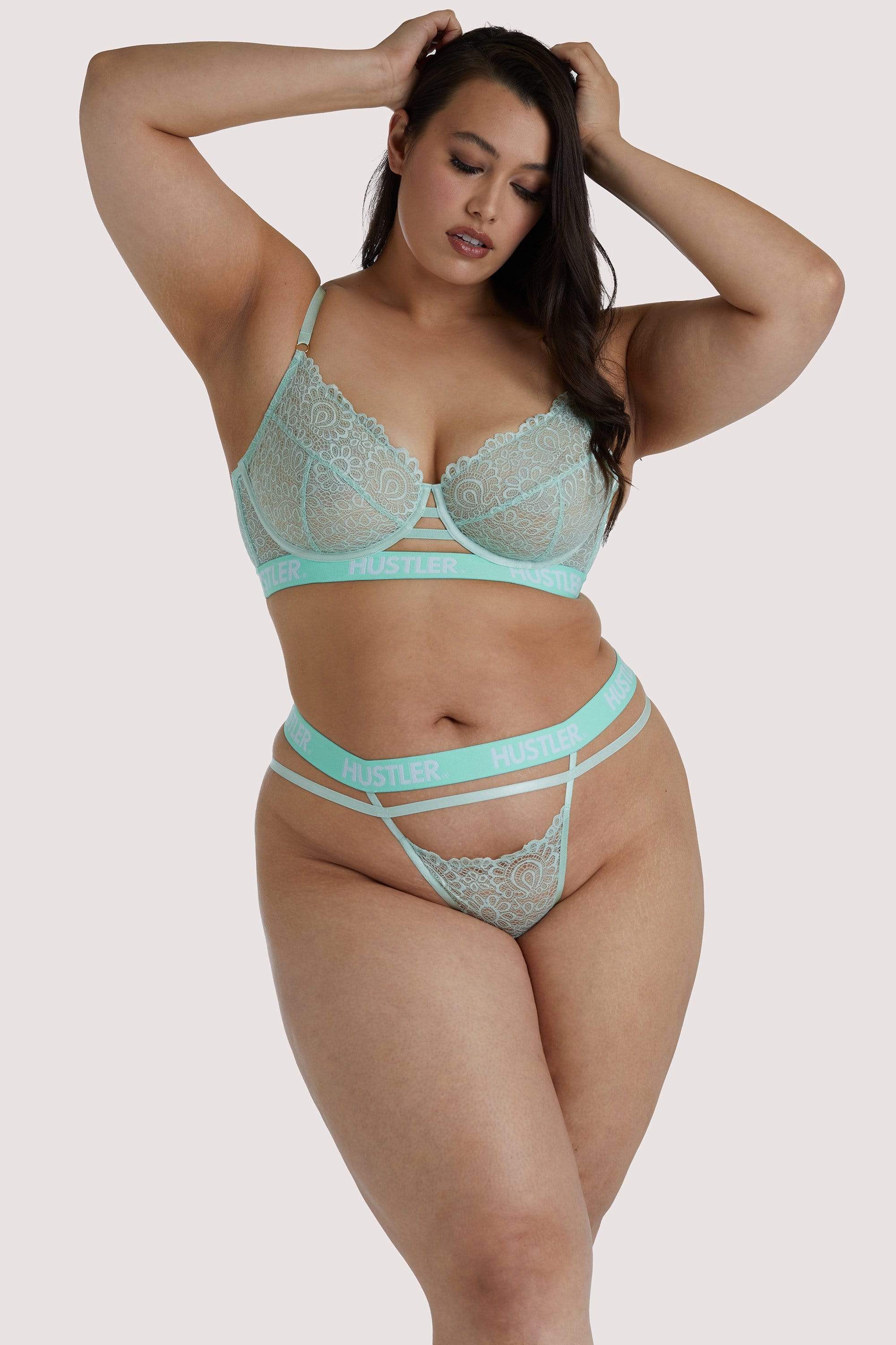 Branded Mint Lace Thong - Image 5