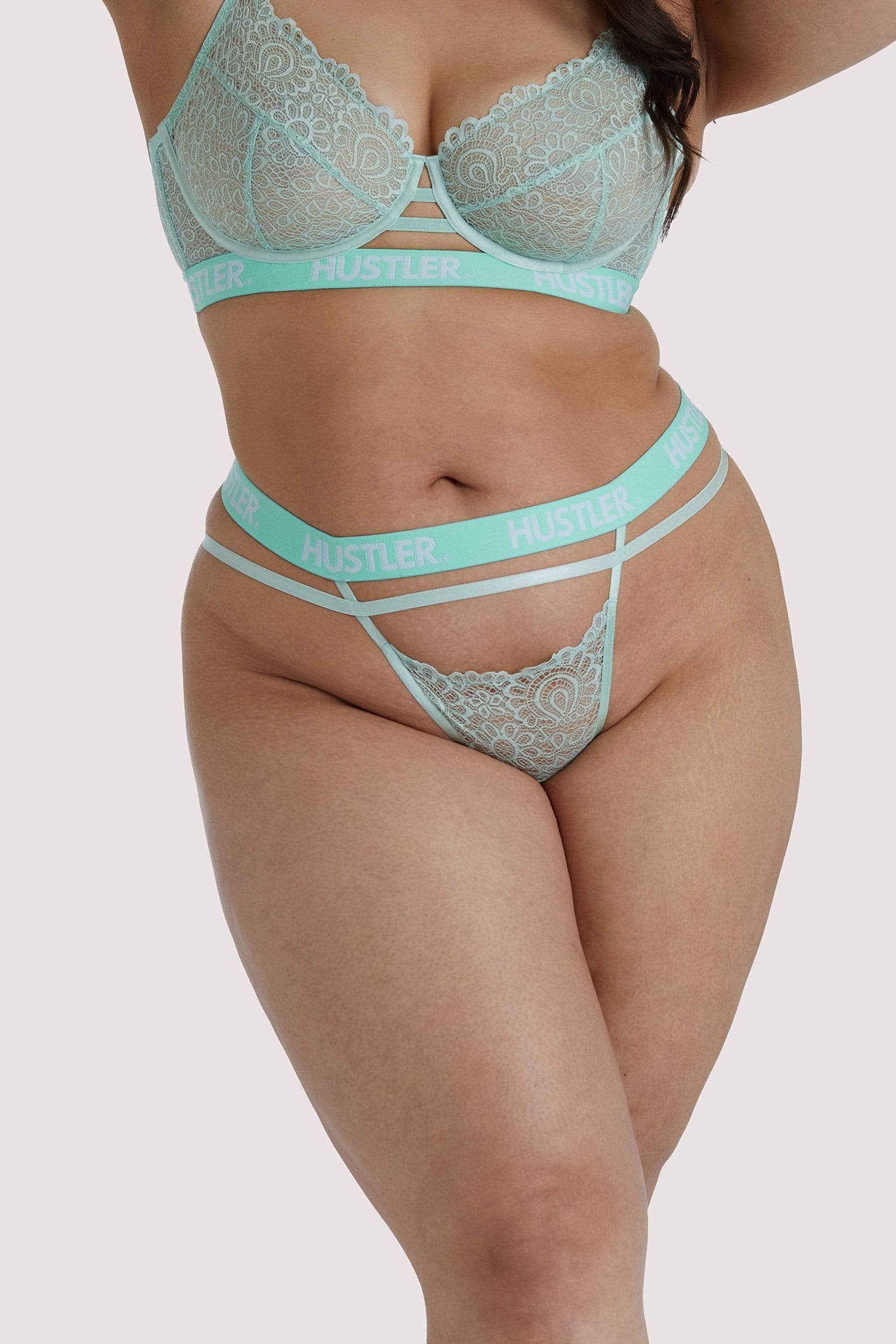 Branded Mint Lace Thong - Image 6