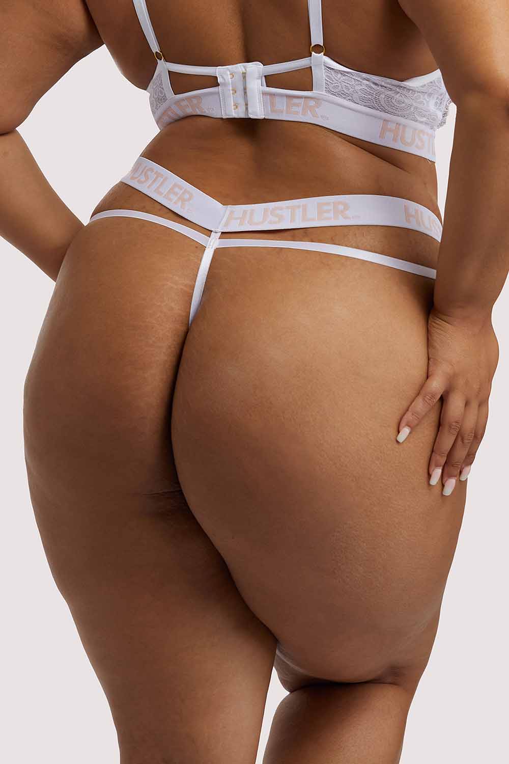 Branded Lace White Thong - Image 7