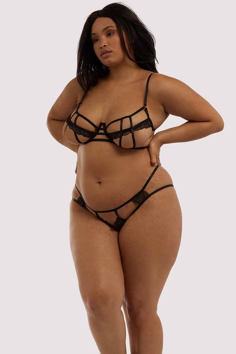 Hustler Tilly Black Caged Embroidery Bra - Image 6