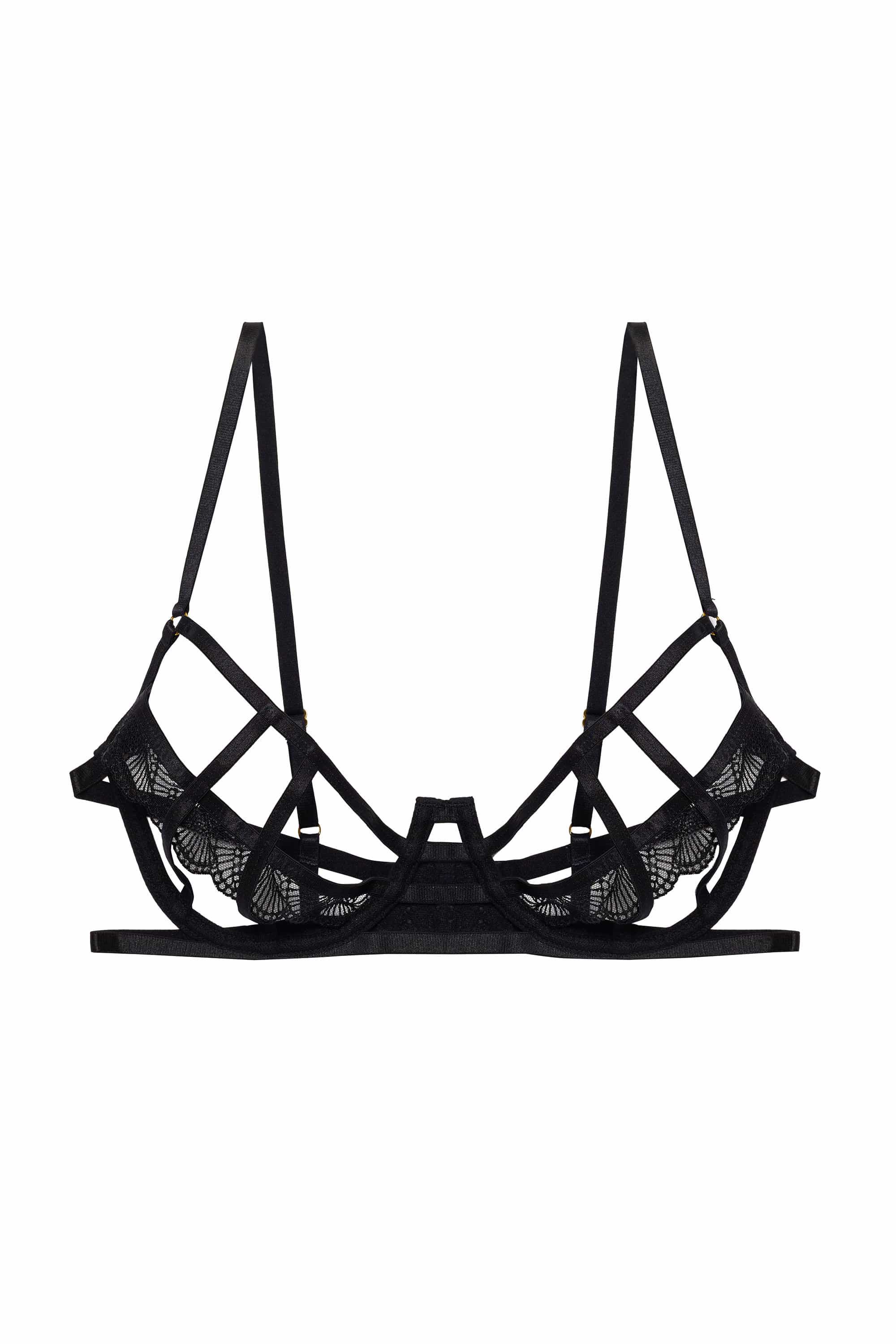 Hustler Tilly Black Caged Embroidery Bra - Image 7