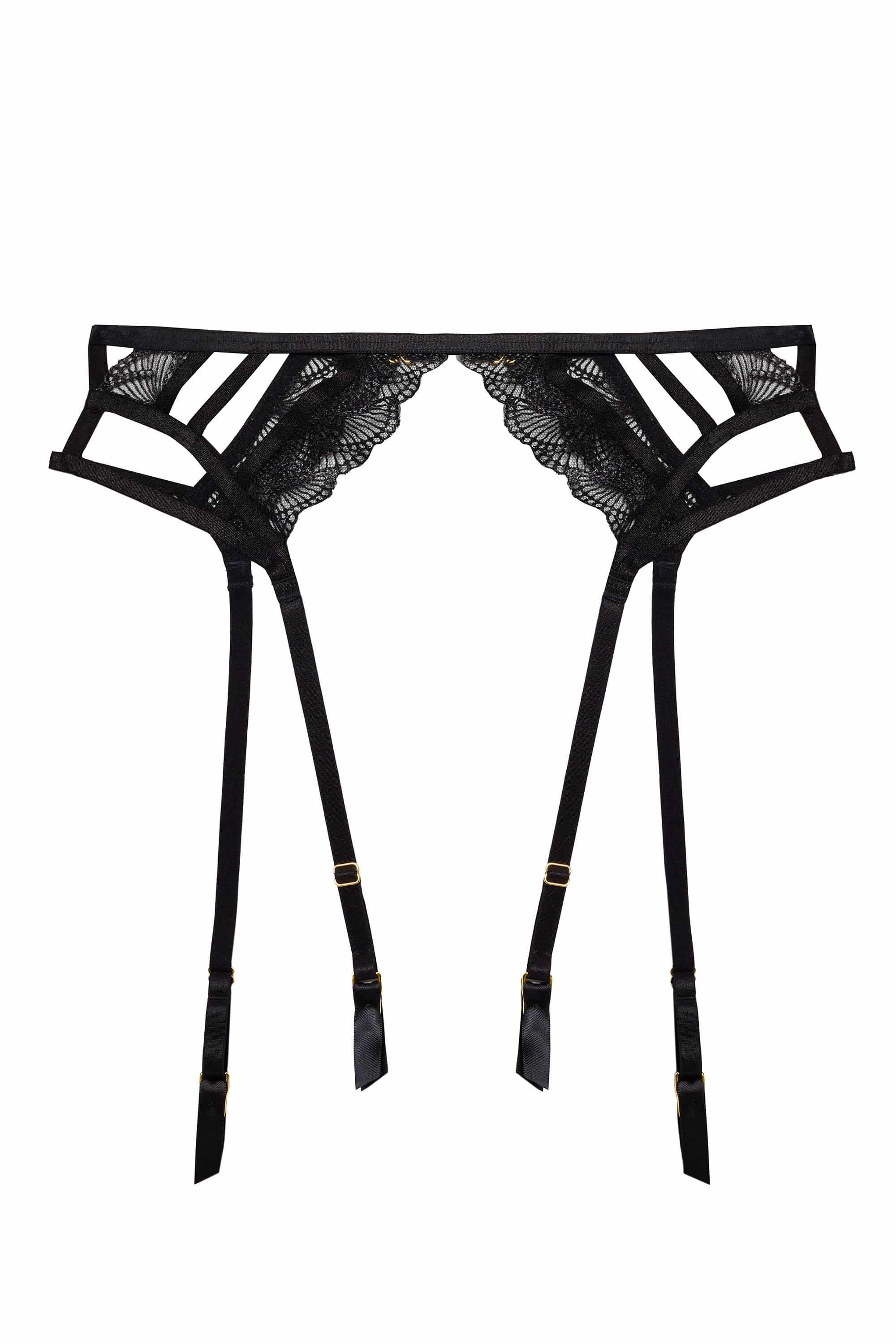 Hustler Tilly Black Caged Embroidery Suspender - Image 6