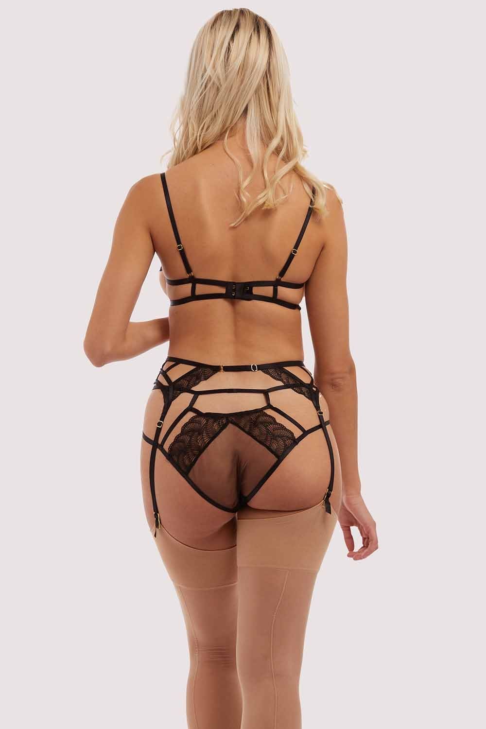 Hustler Tilly Black Caged Embroidery Brief - Image 4