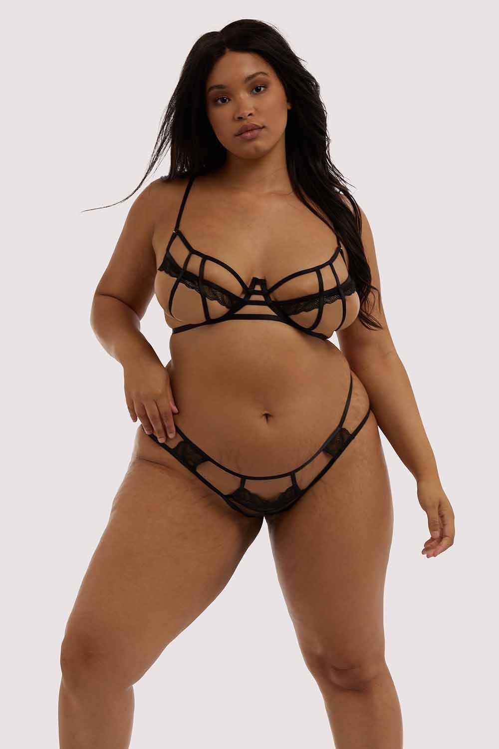 Hustler Tilly Black Caged Embroidery Brief - Image 6