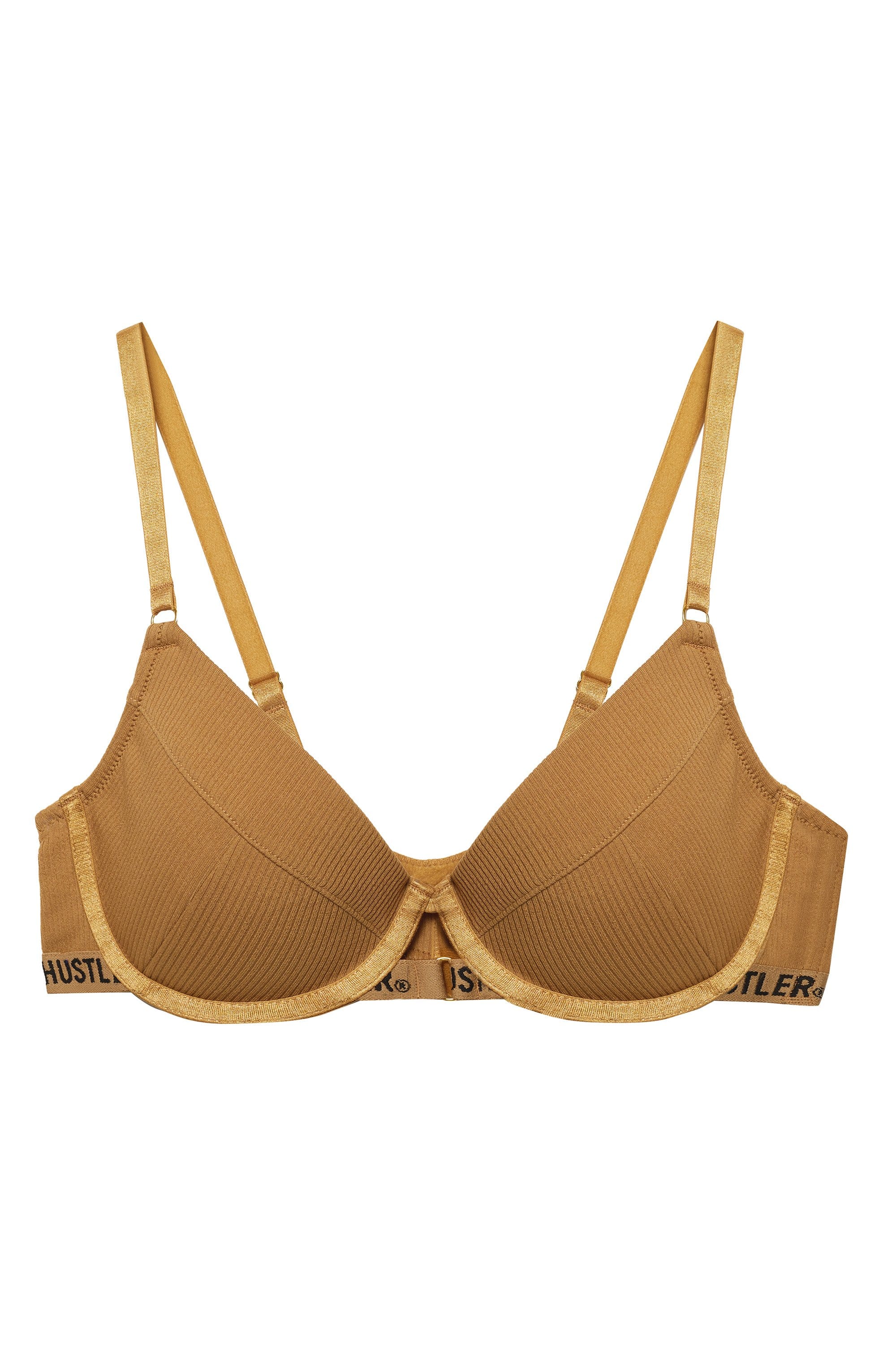 Hustler Branded Ribbed Bra Caramel - Image 9