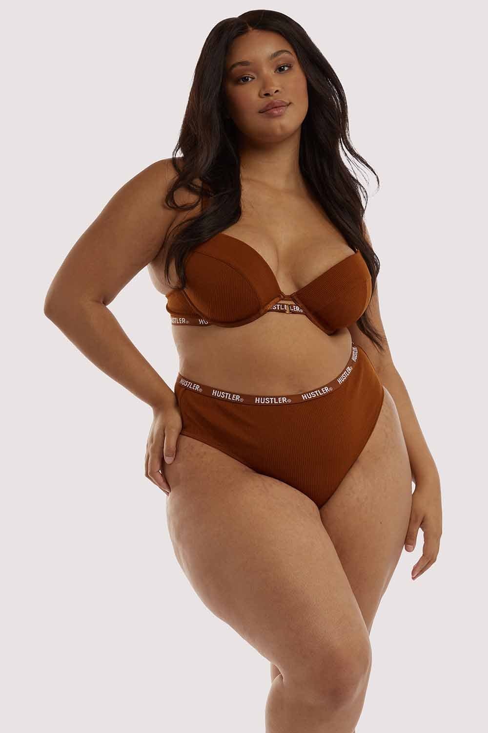 Hustler Branded Ribbed Chocolate Bra - Image 6