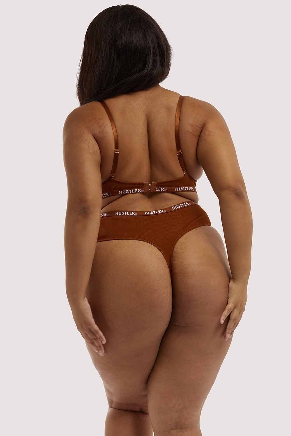 Hustler Branded Ribbed Chocolate Bra - Image 8