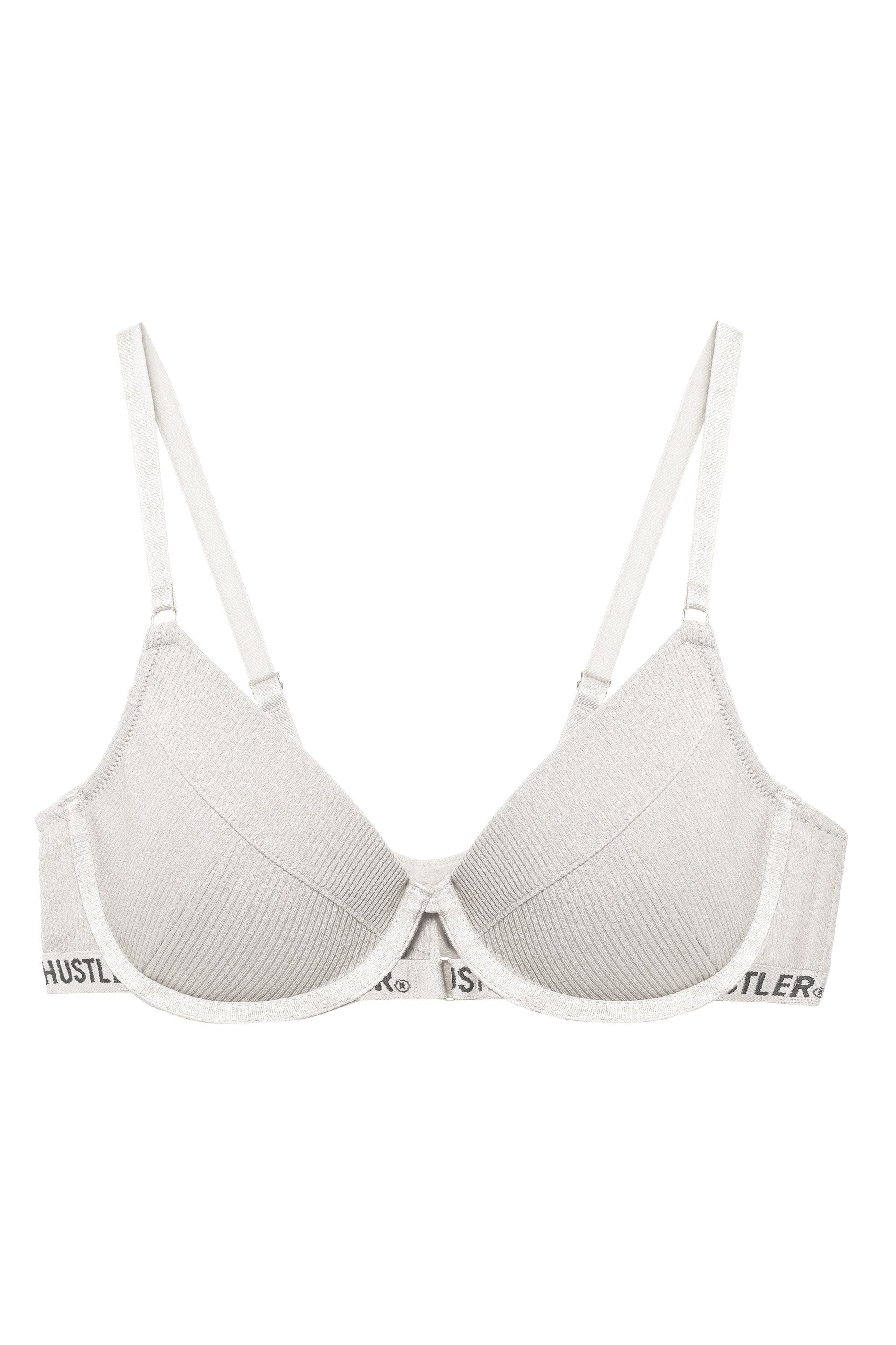 Hustler Branded Ribbed Bra Ivory - Image 4