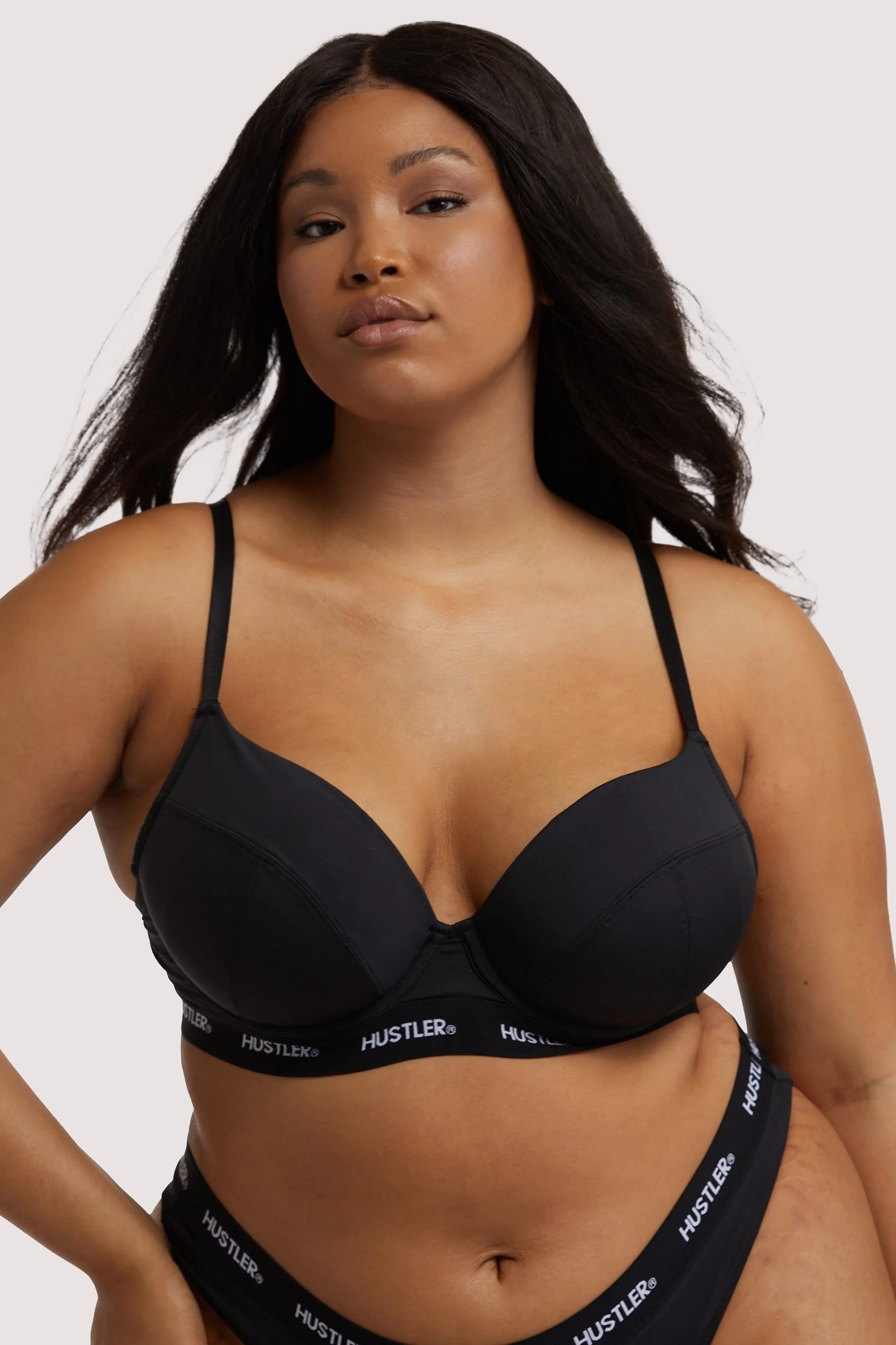Branded Black Plunge Push Up Bra - Image 3
