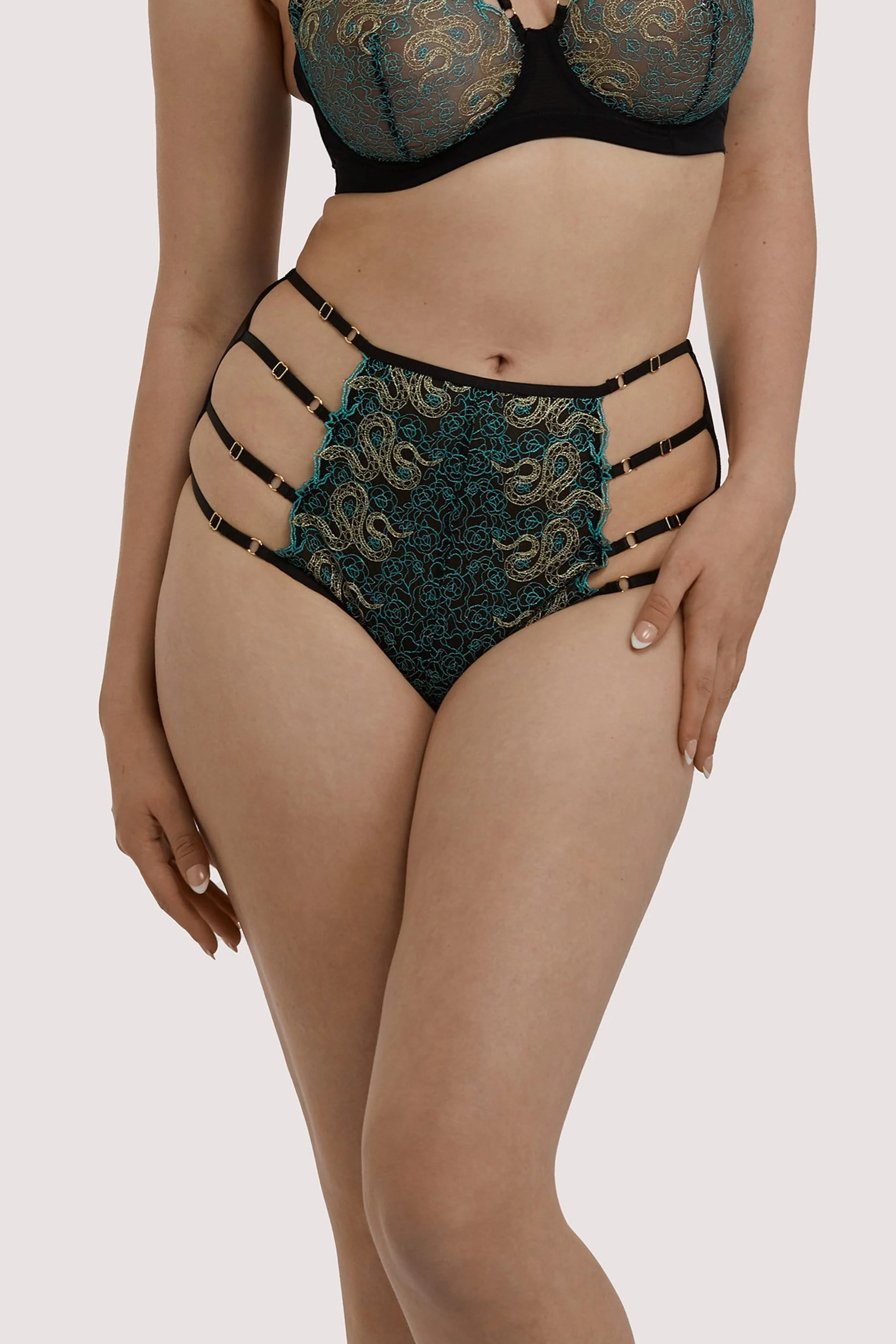 Dakota Green & Gold Snake High Waist Brief - Image 3