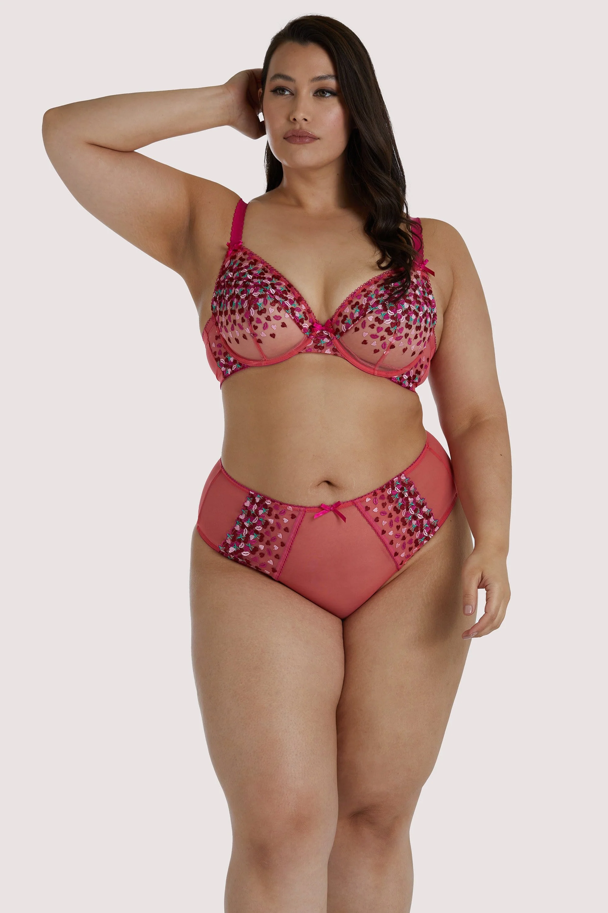 Cherry Embroidery Coral Highwaisted Thong - Image 10