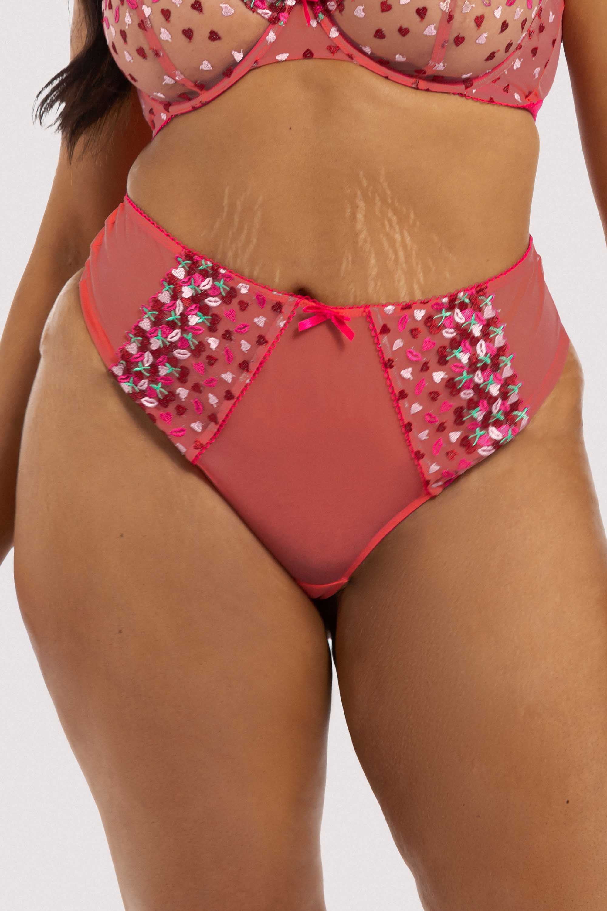 Cherry Embroidery Coral Highwaisted Thong - Image 3