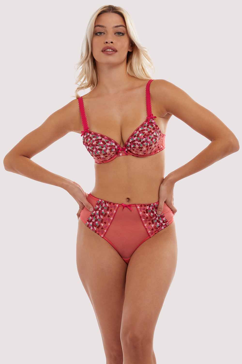Cherry Embroidery Coral Highwaisted Thong - Image 4