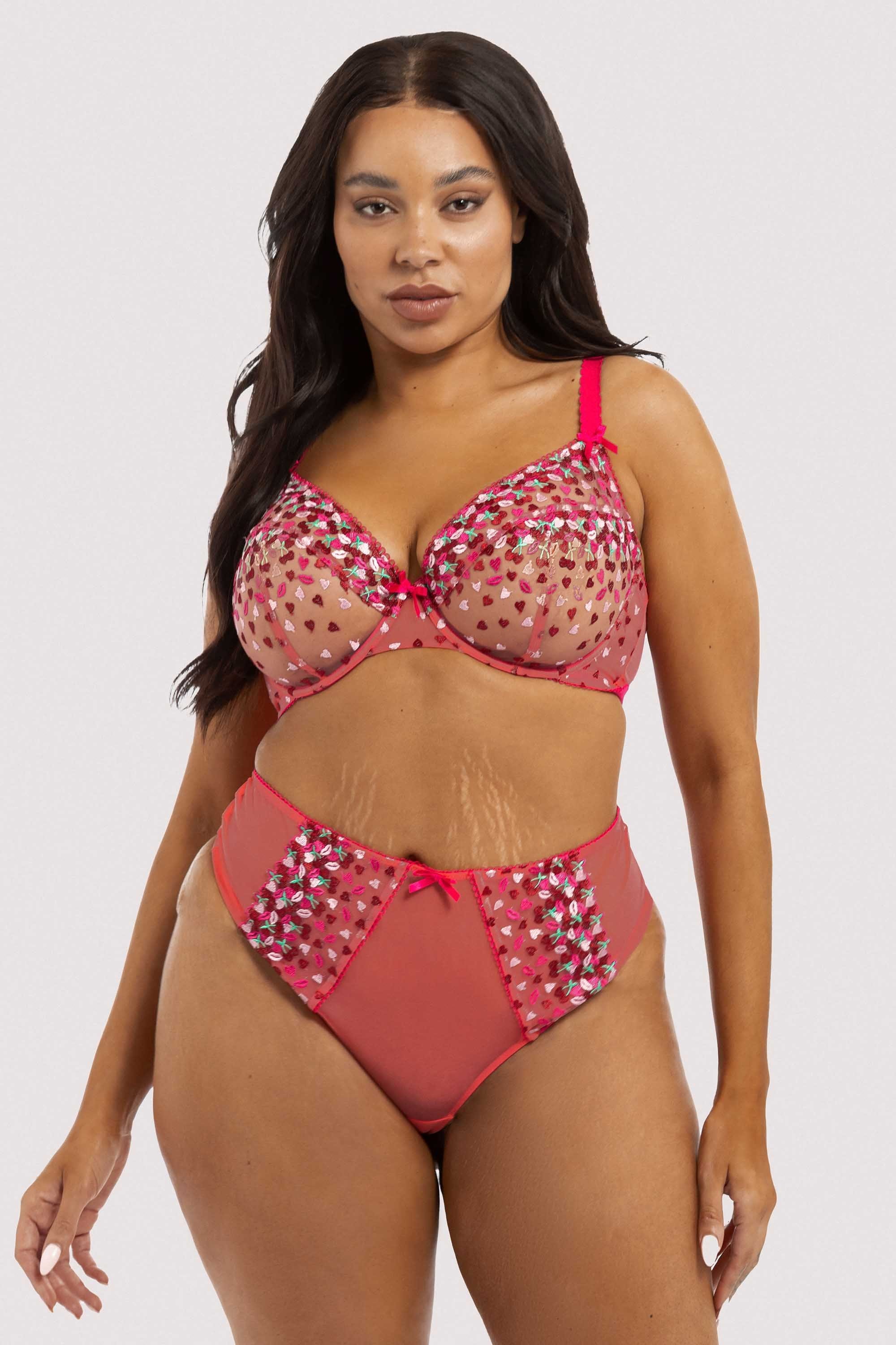 Cherry Embroidery Coral Highwaisted Thong - Image 8