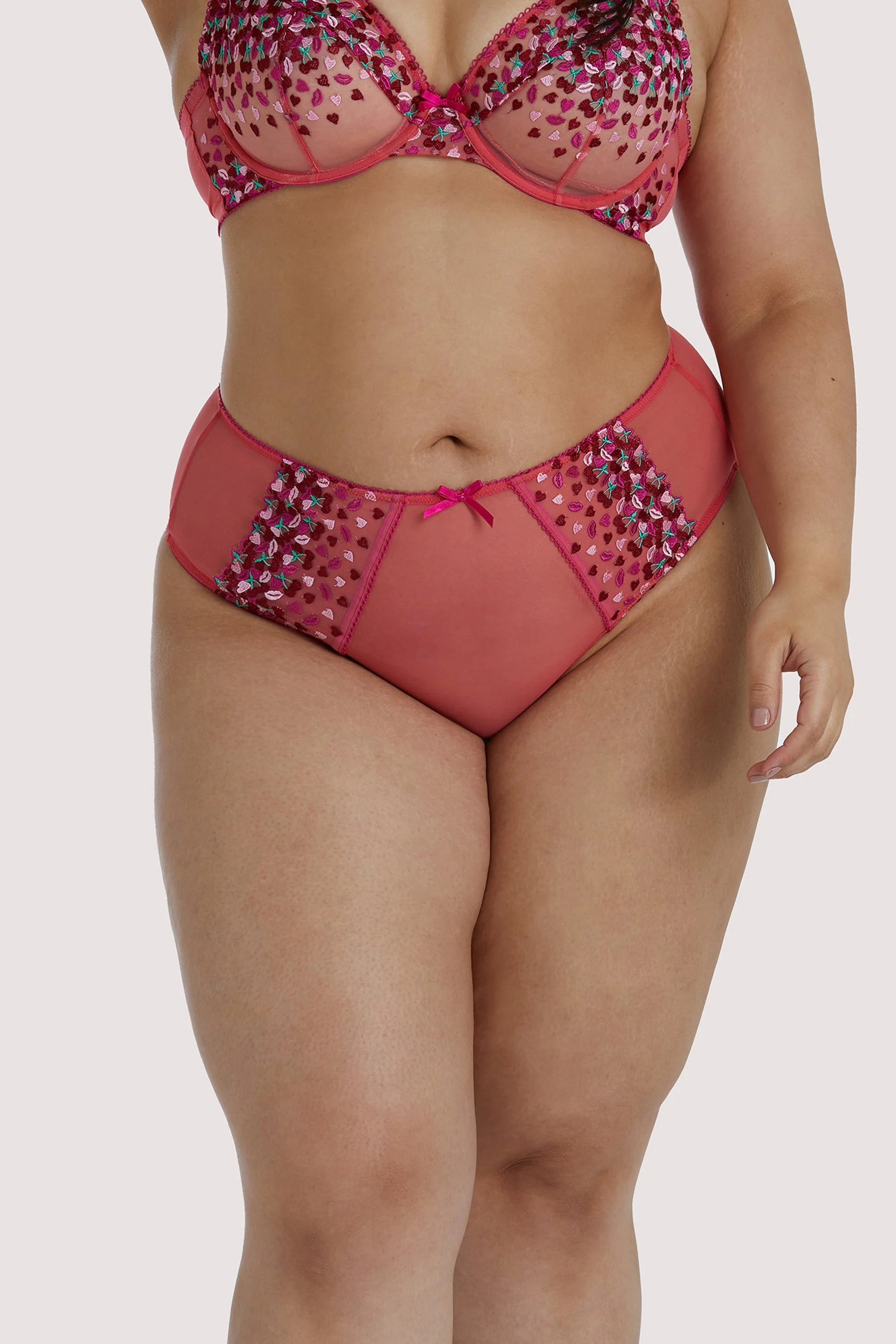 Cherry Embroidery Coral Highwaisted Thong - Image 9