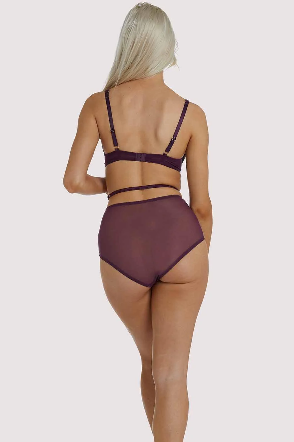 Muriel Purple Lace Quarter Cup Bra - Image 4