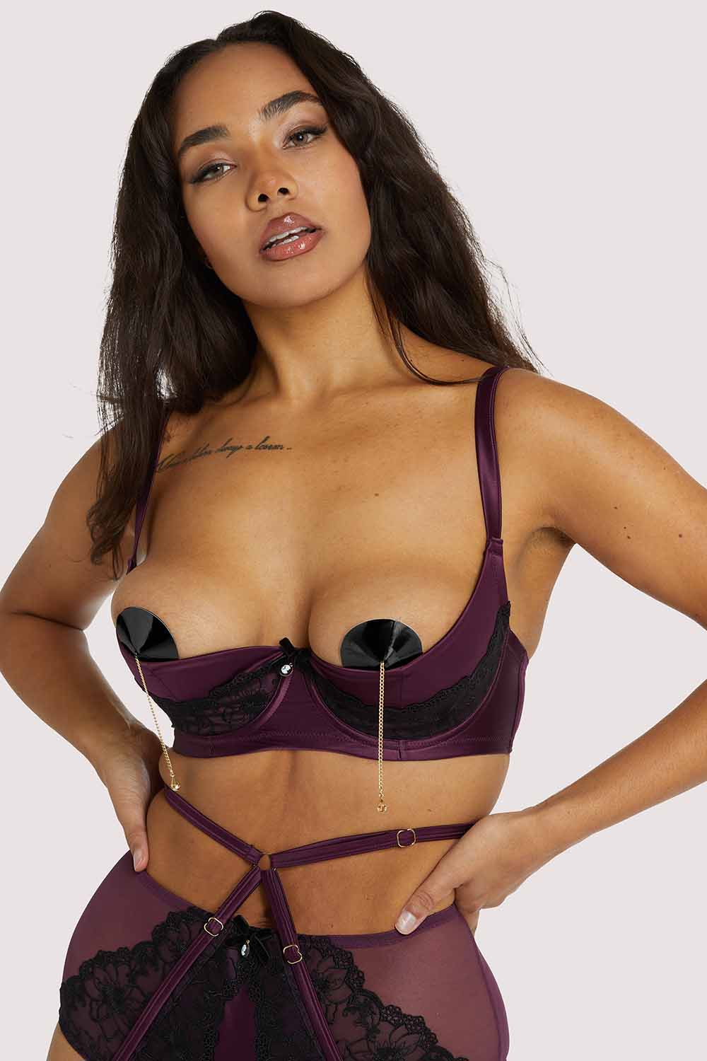 Muriel Purple Lace Quarter Cup Bra - Image 5