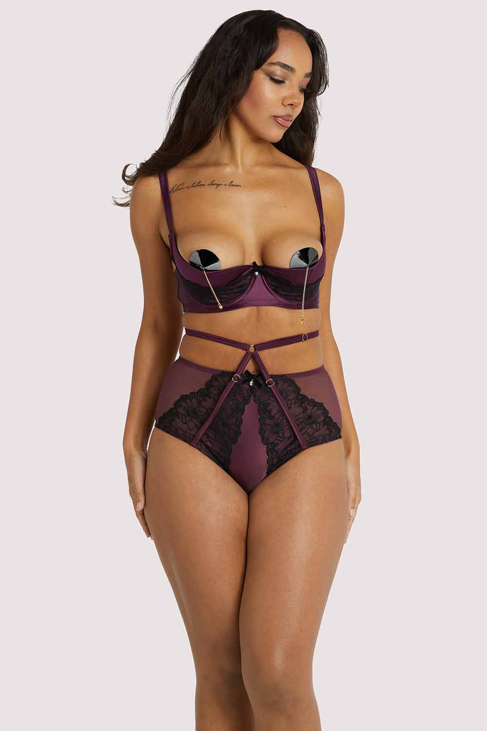 Muriel Purple Lace Quarter Cup Bra - Image 6