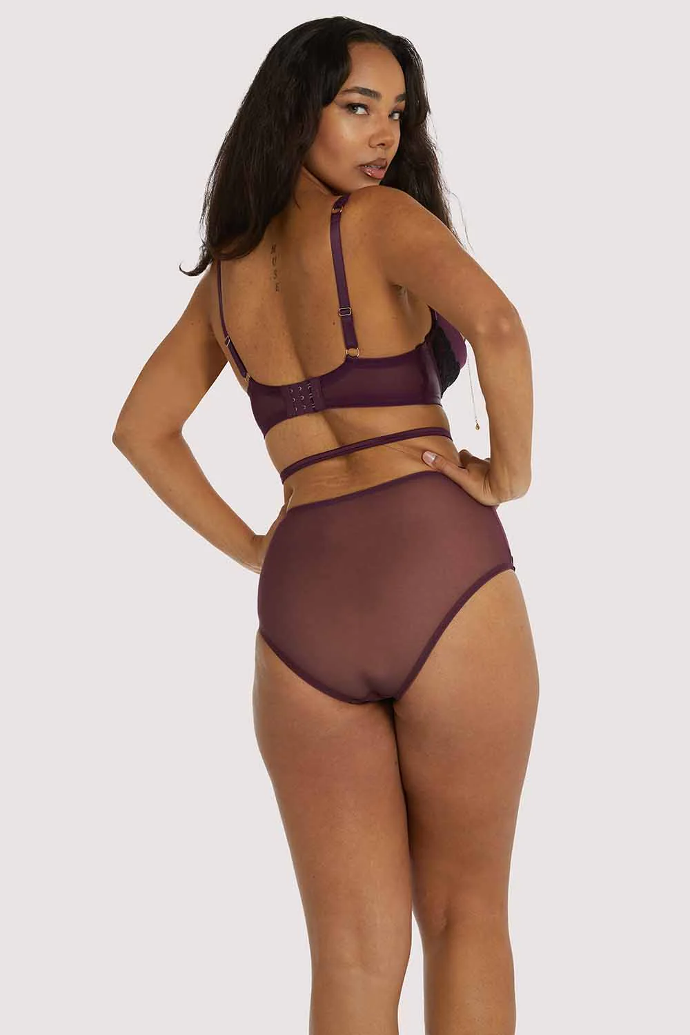 Muriel Purple Lace Quarter Cup Bra - Image 7