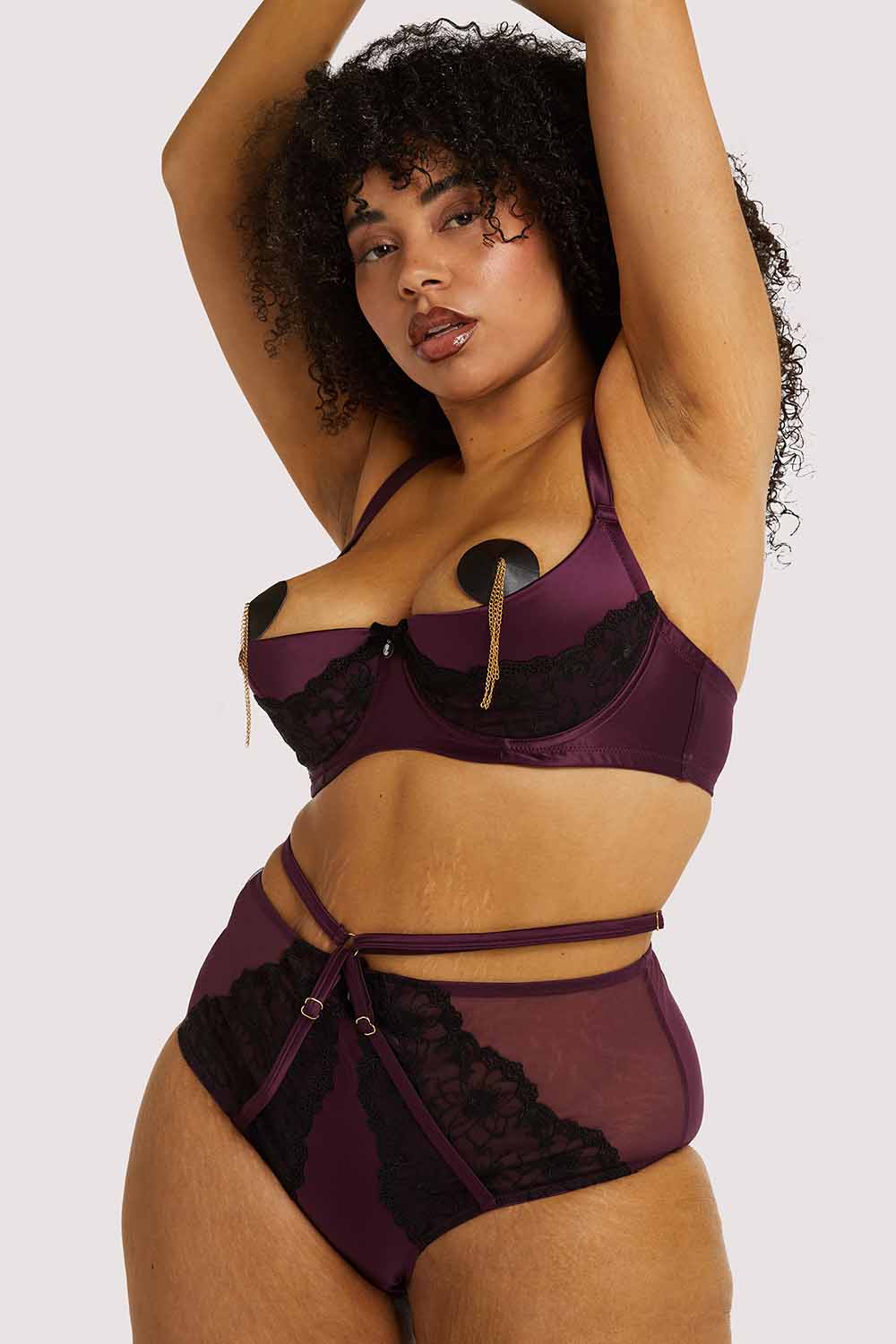 Muriel Purple Lace Quarter Cup Bra - Image 8