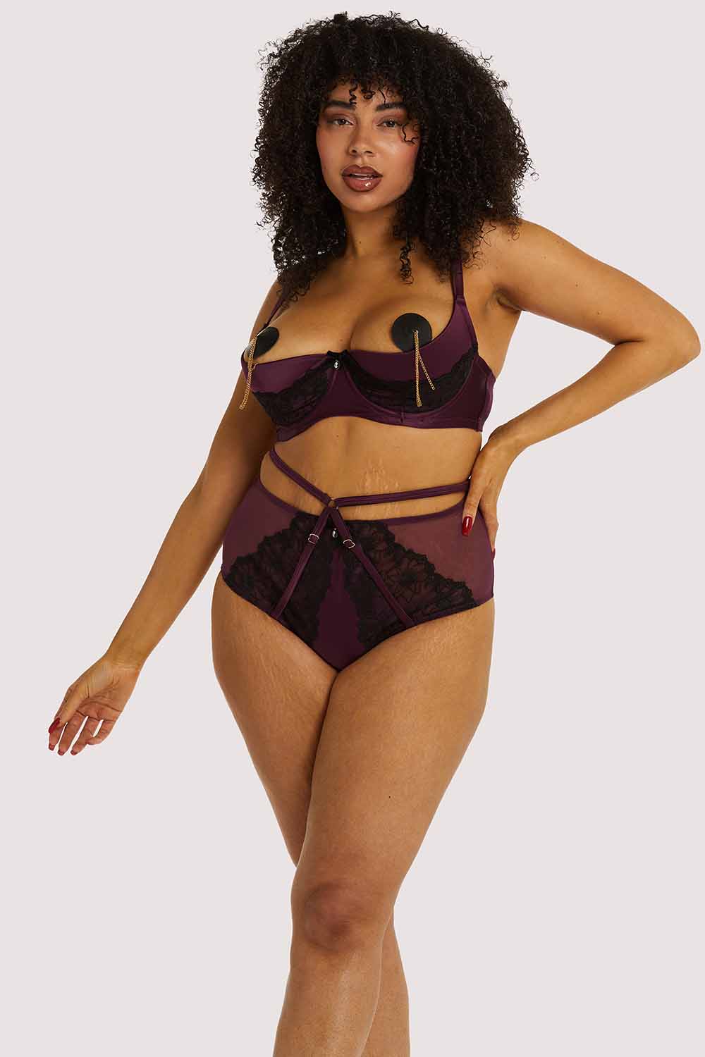 Muriel Purple Lace Quarter Cup Bra - Image 9