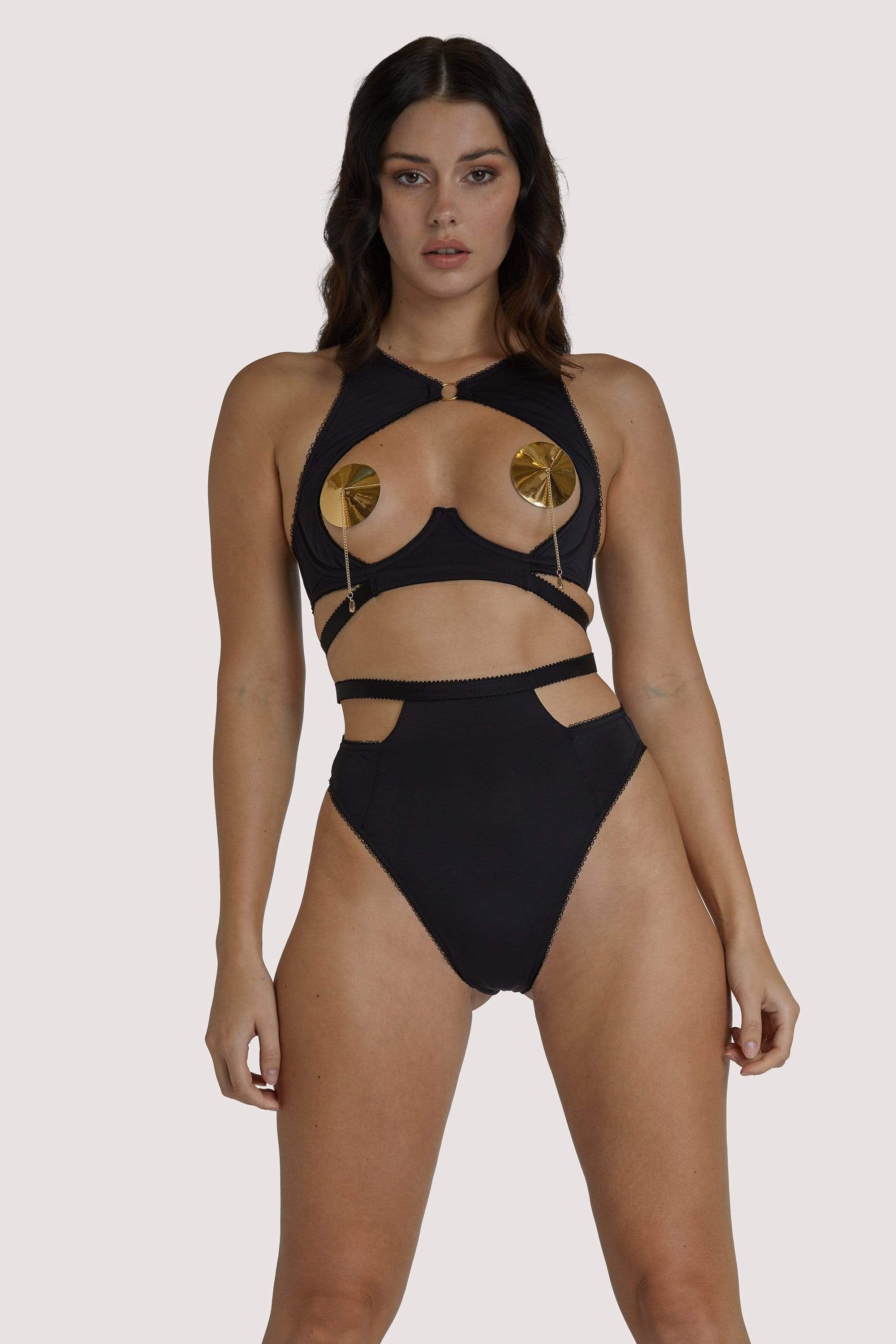Zadie Black High Neck Keyhole Bra - Image 3