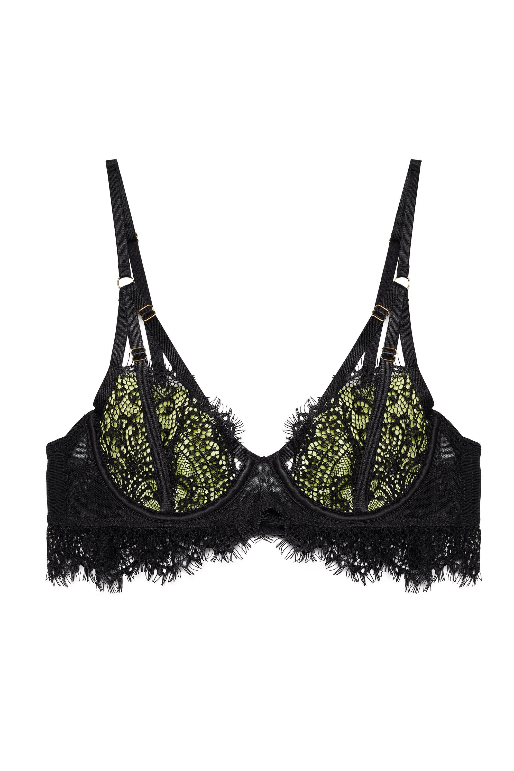 Nora Lime Net and Black Embroidery Bra - Image 8