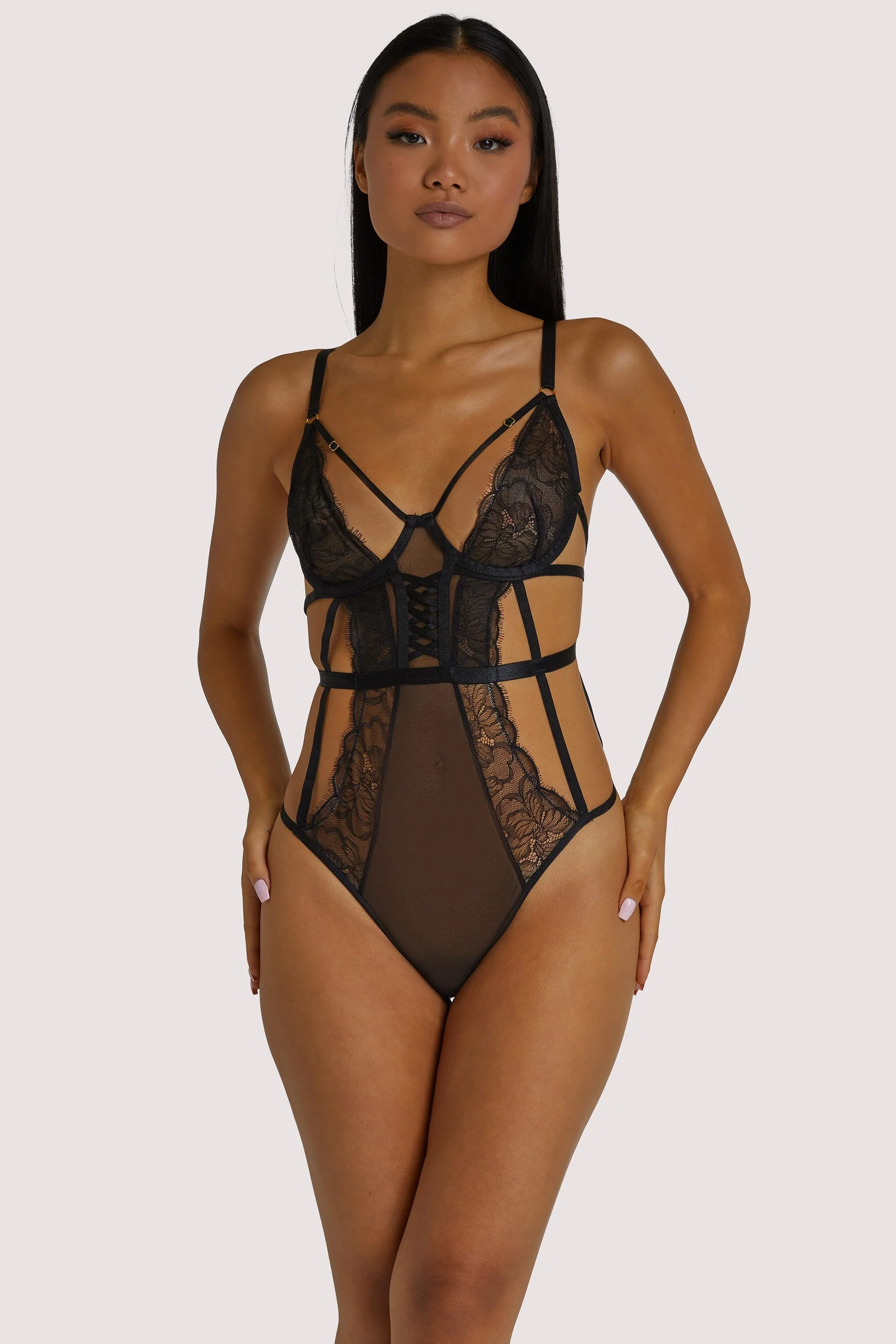 Teigan Black Lace Up Strappy Body - Image 2