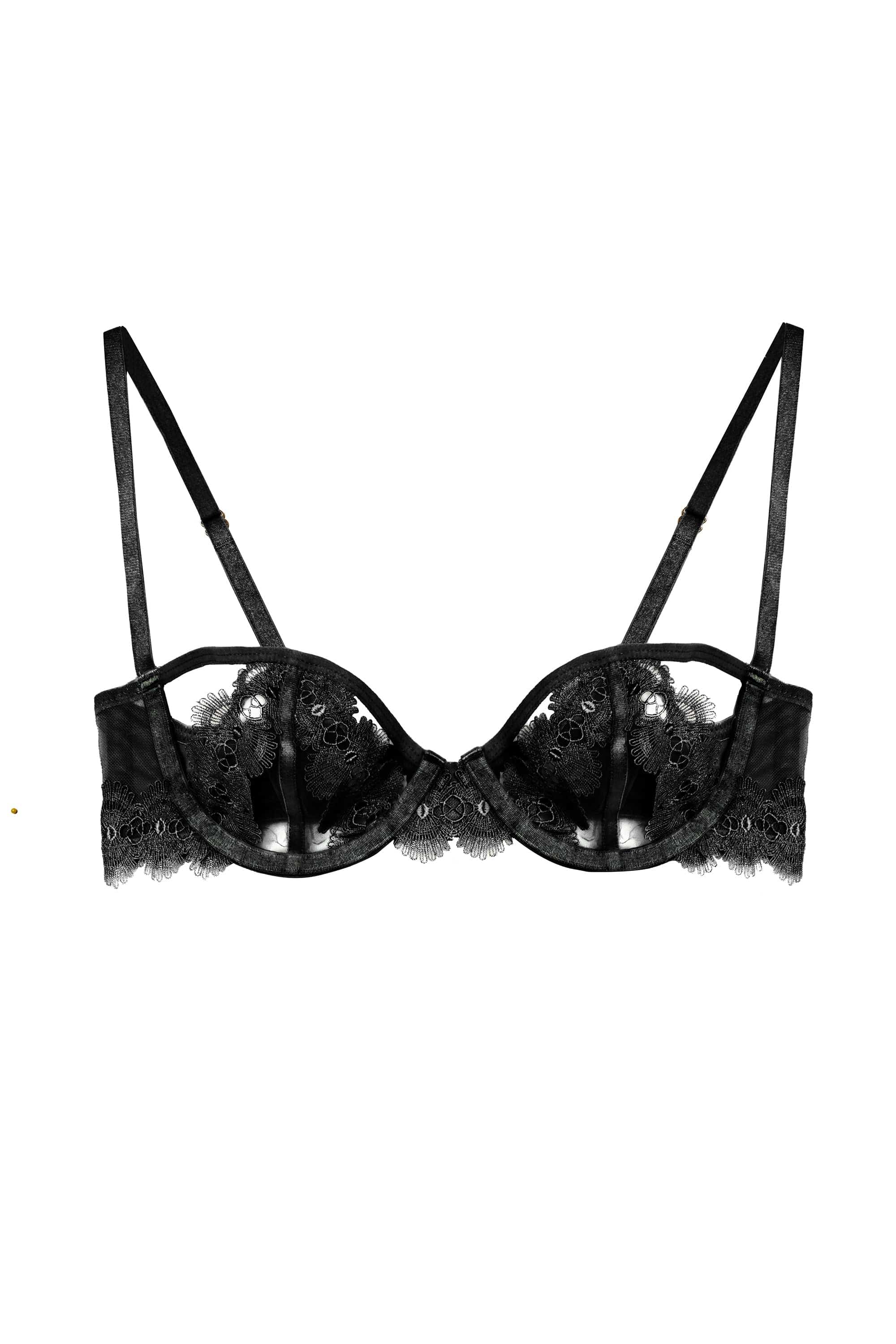 Cora Black Mesh And Trim Balconette Bra - Image 4