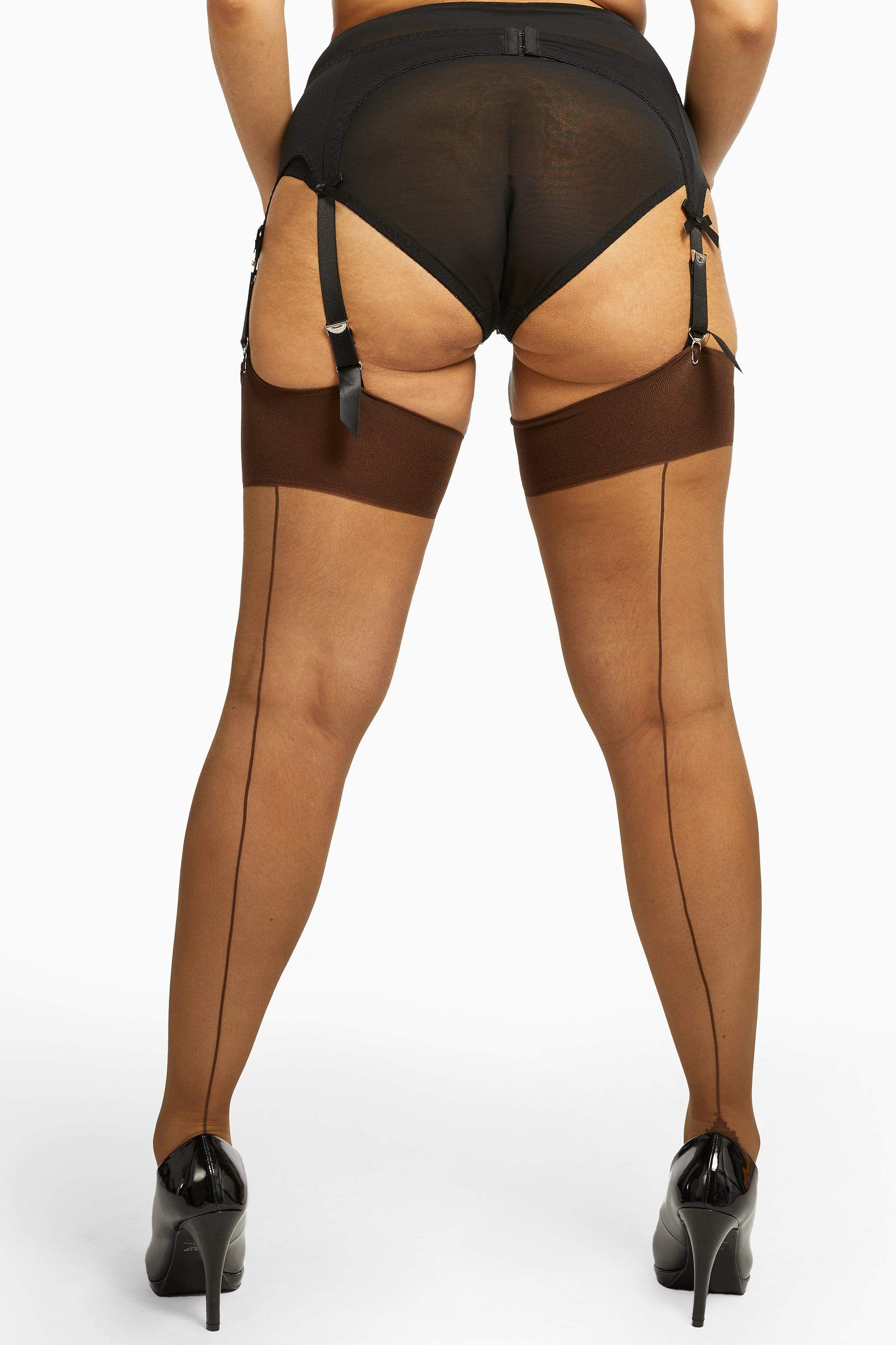 Seamed Stocking Dark Nude - Image 3
