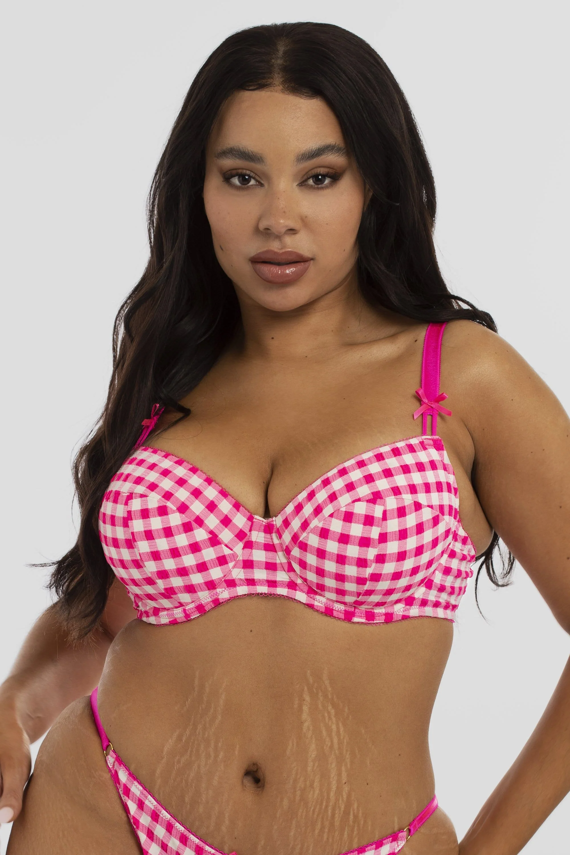 Daisy Pink Gingham Balcony Bra - Image 3