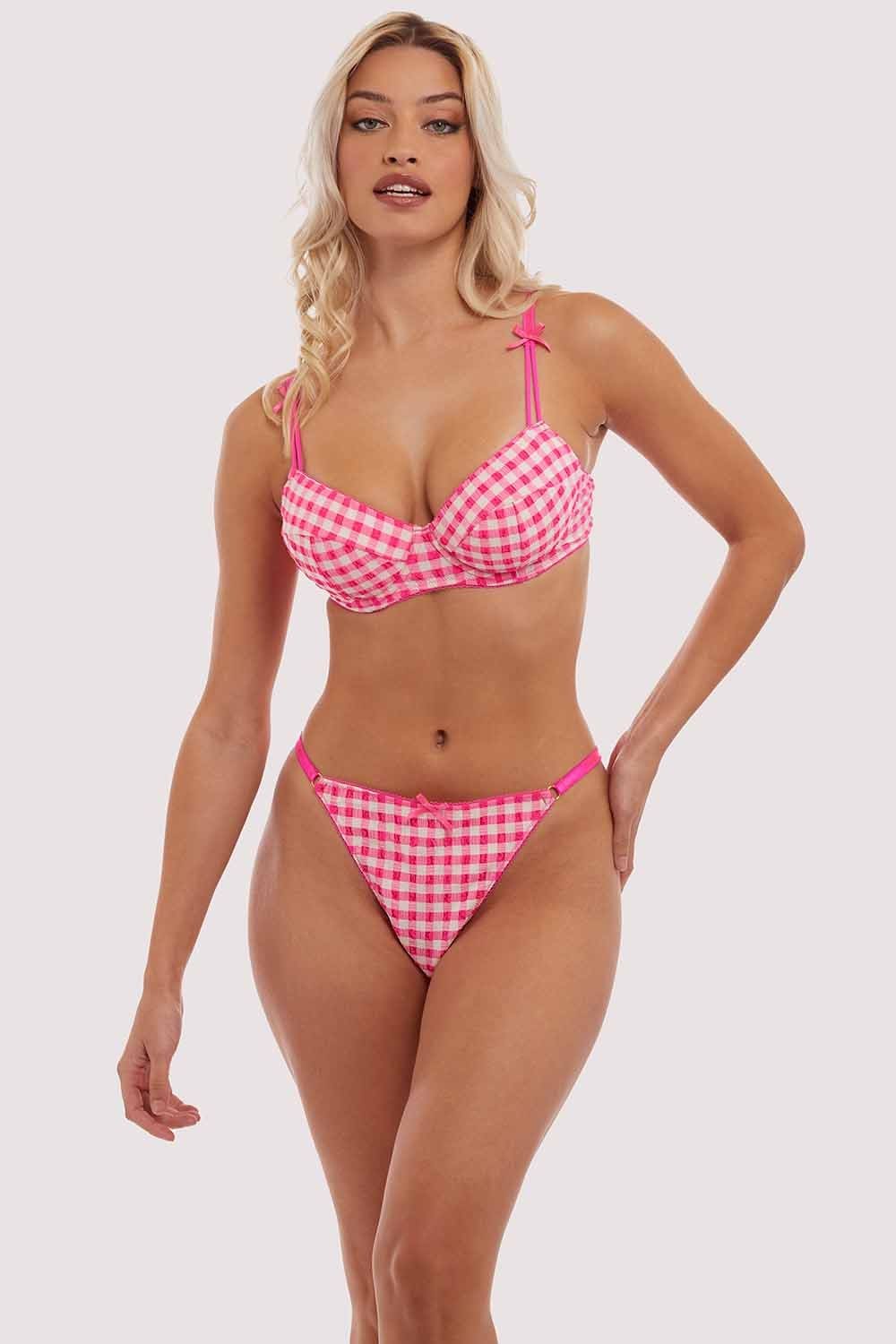 Daisy Pink Gingham Thong - Image 4